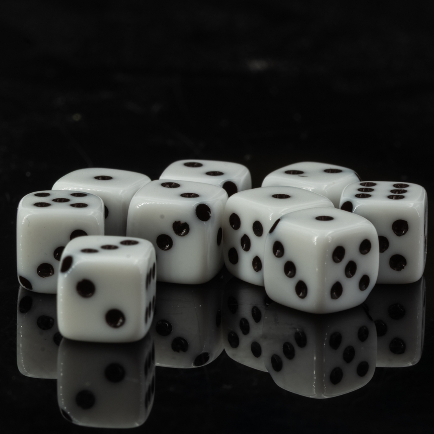  5mm Dice bead - white / black Opaque, in