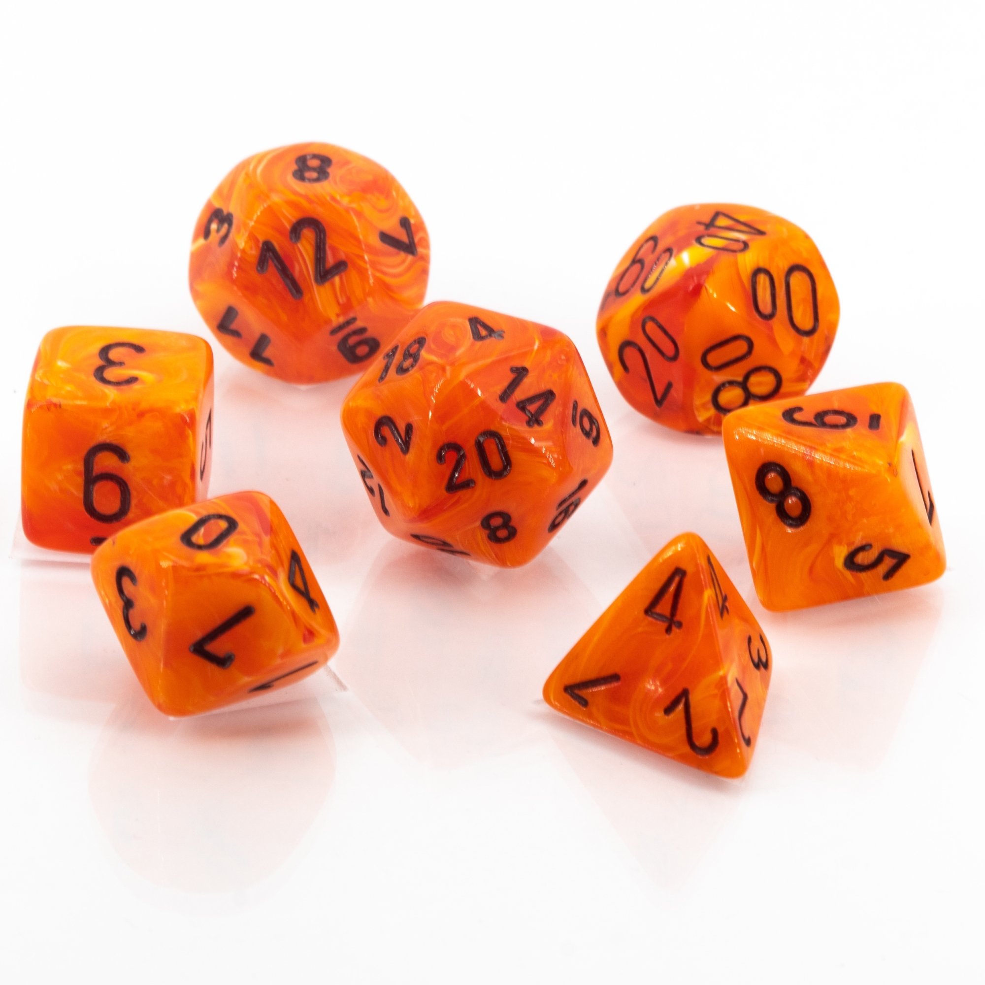 Vortex® Polyhedral Orange / Schwarz 7-Würfel Set