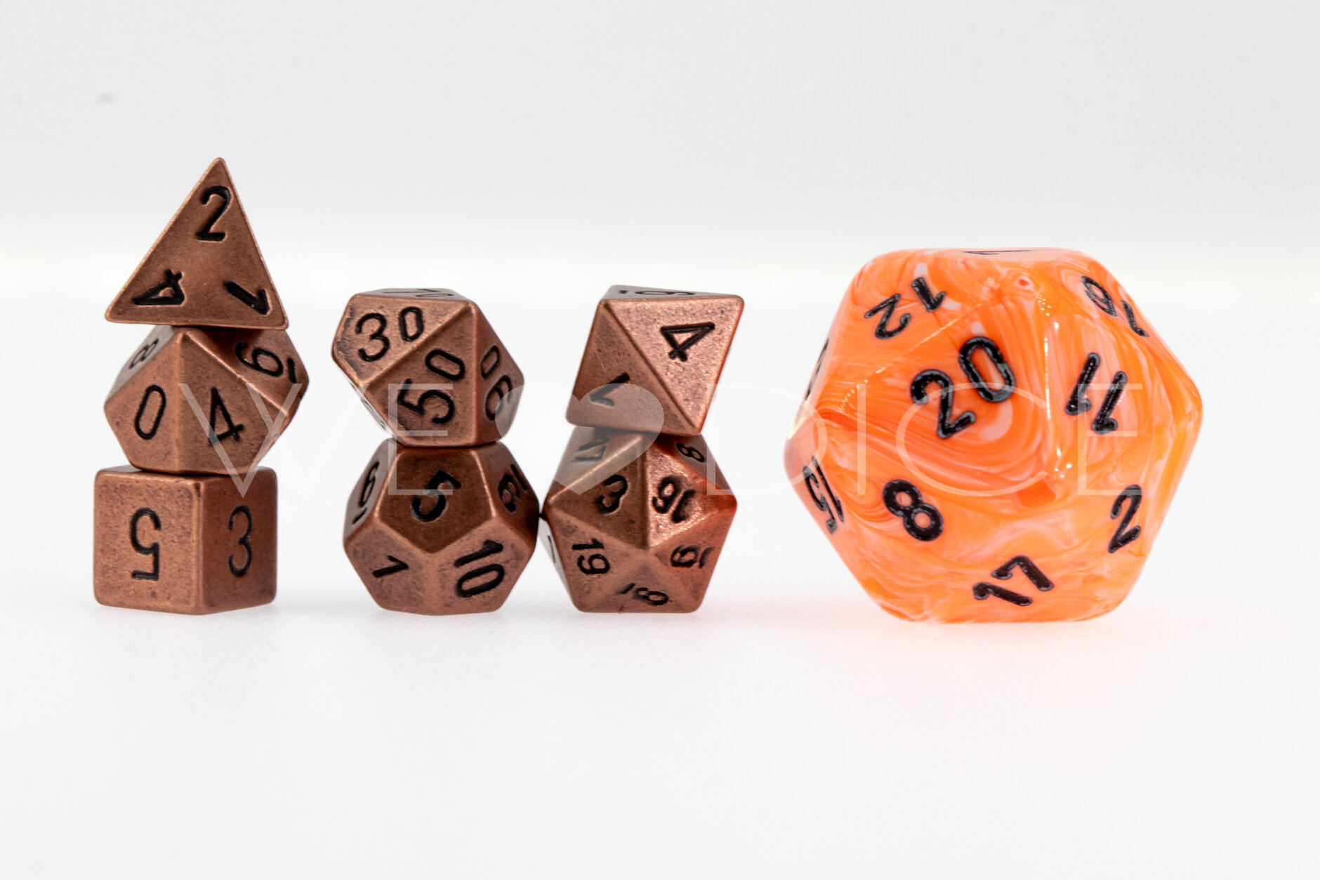 Mini-Metall dice  - Copper - 7  Pcs set
