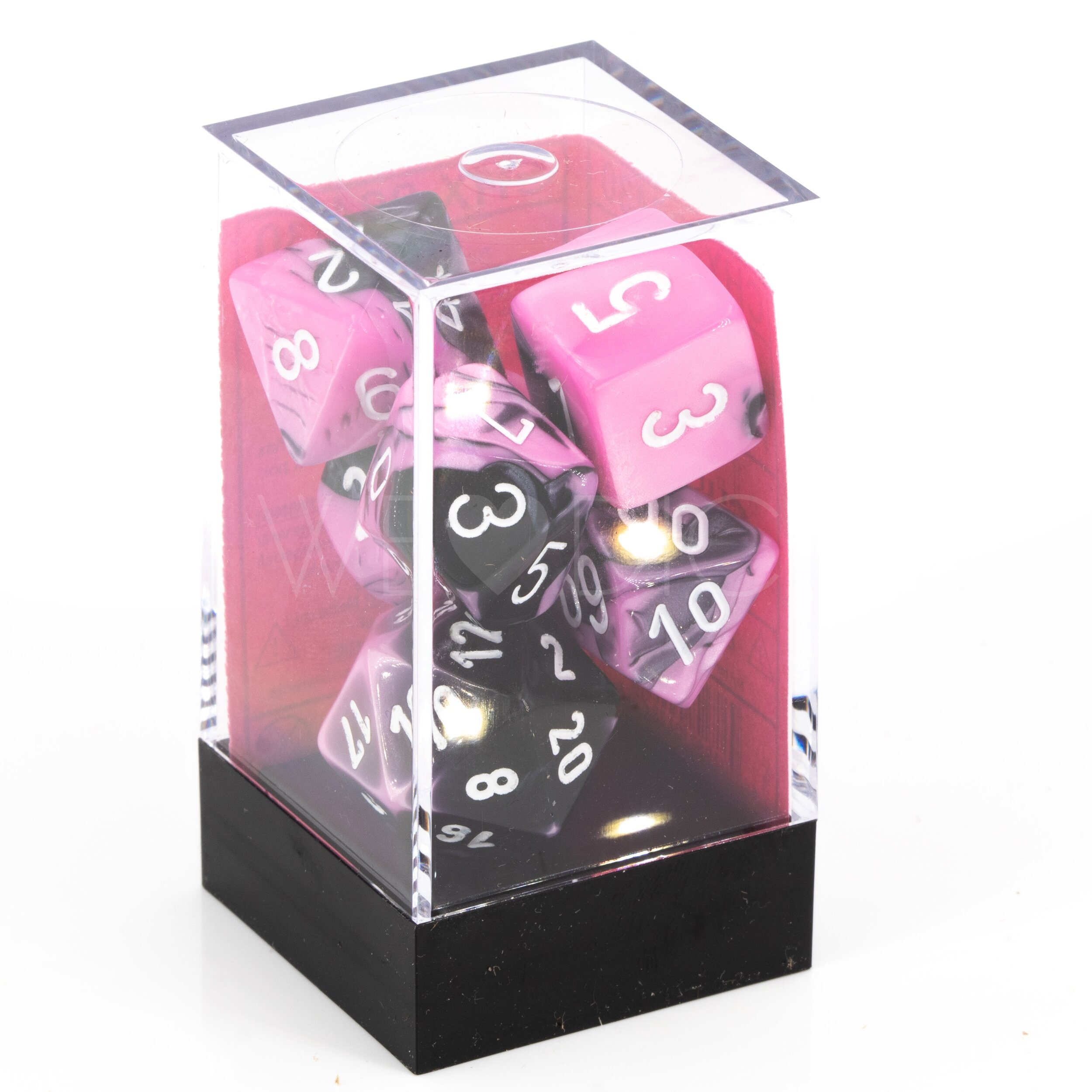 Gemini® Polyhedral Schwarz-Pink / weiß 7-Würfel Set