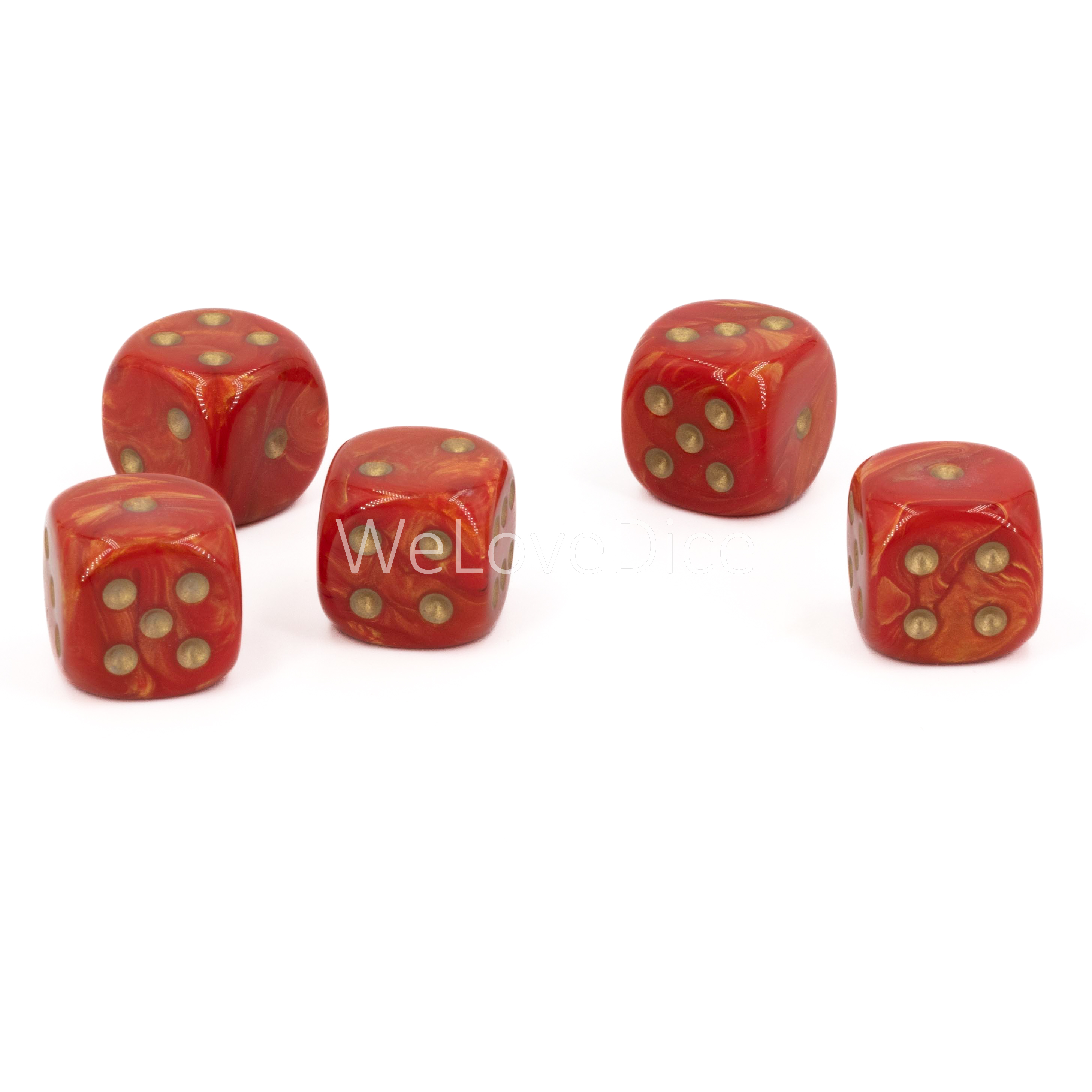 16mm W6 Würfel in feuer orange / gold
