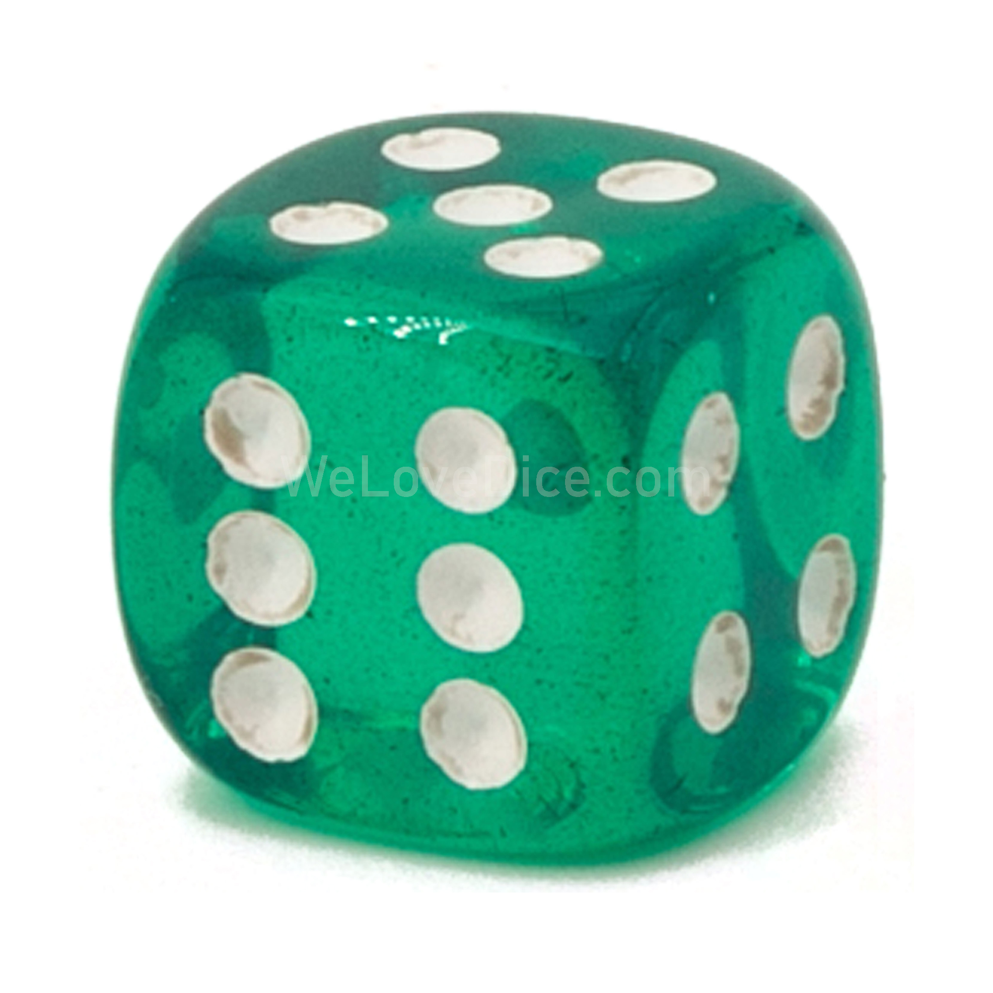 22mm  D6 Dice in green / white Translucent