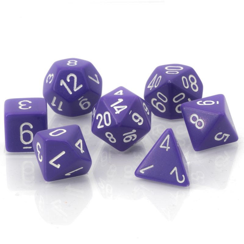 Satt Polyhedral lila / weiß 7-Würfel Set