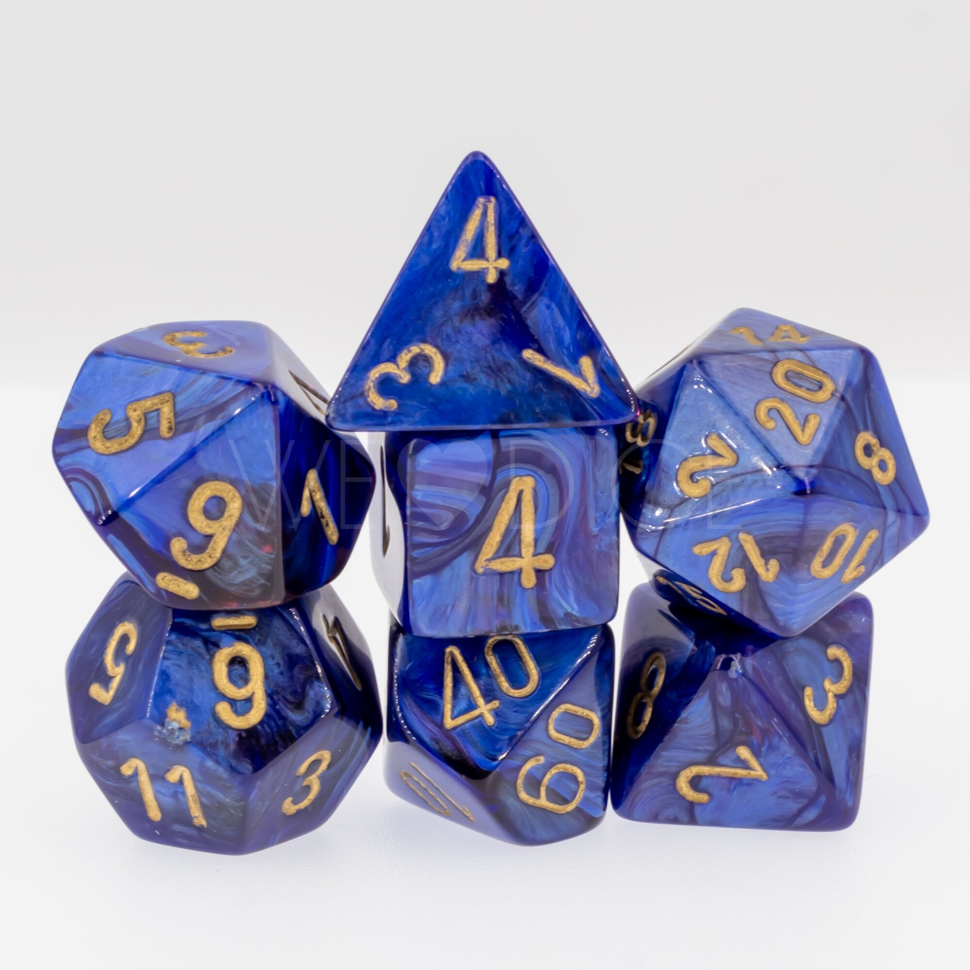 Scarab® Polyhedral Königsblau / Gold 7-Würfel Set
