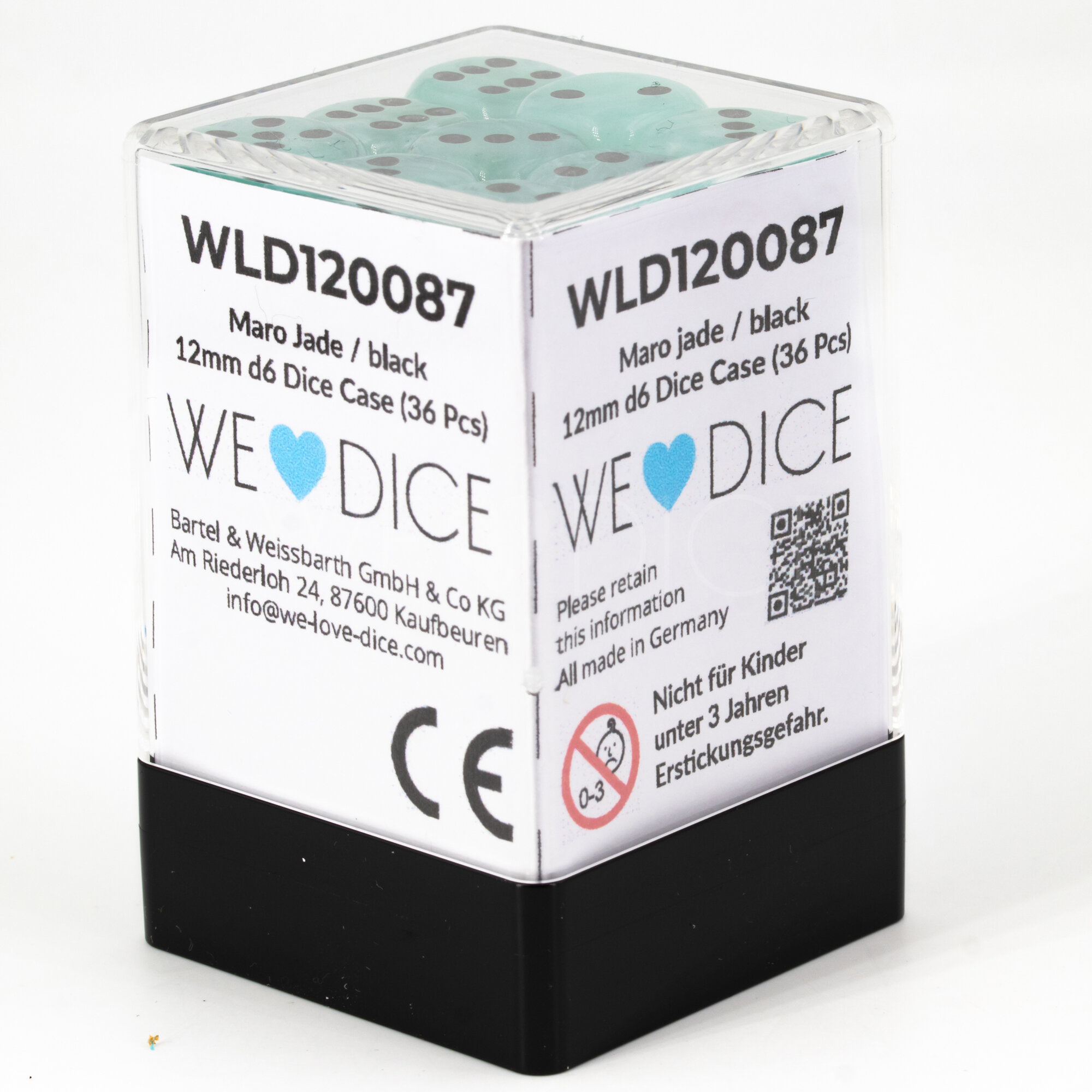 Marmor Maro jade / schwarz 12mm W6 Set (36 Stück)