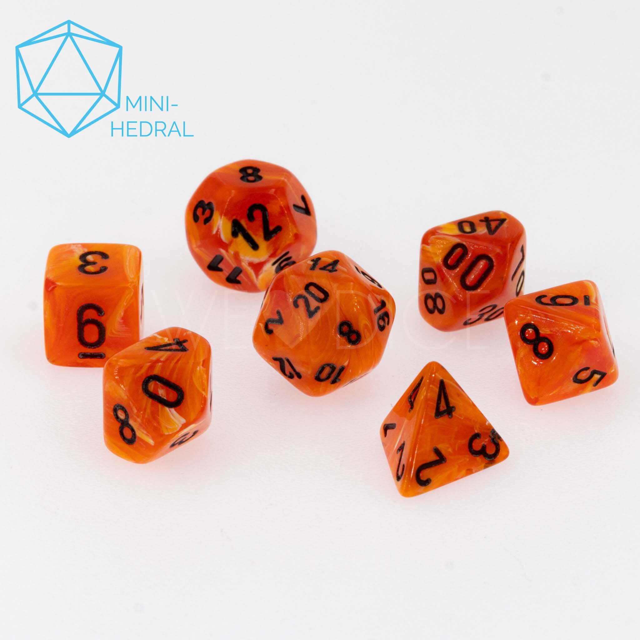 Mini-hedral Vortex® Polyhedral Orange / Schwarz 7-Würfel Set