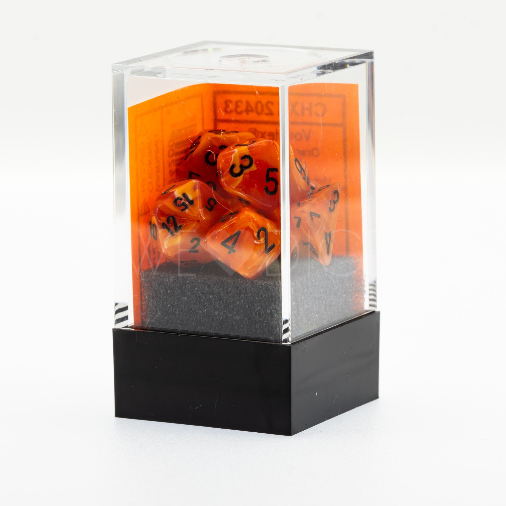 Mini-hedral Vortex® Polyhedral Orange / Schwarz 7-Würfel Set