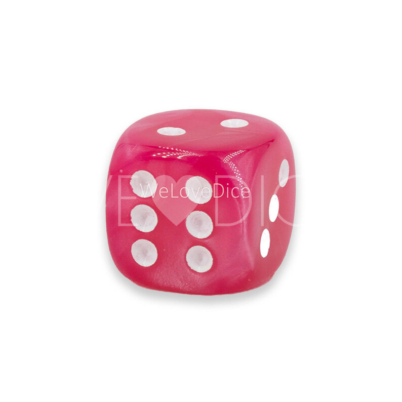 14mm Würfel in Pink / weiß Seide