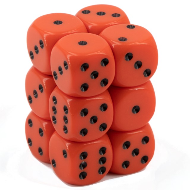 Satt orange / schwarz 16mm W6 Würfel Set (12 Würfel)
