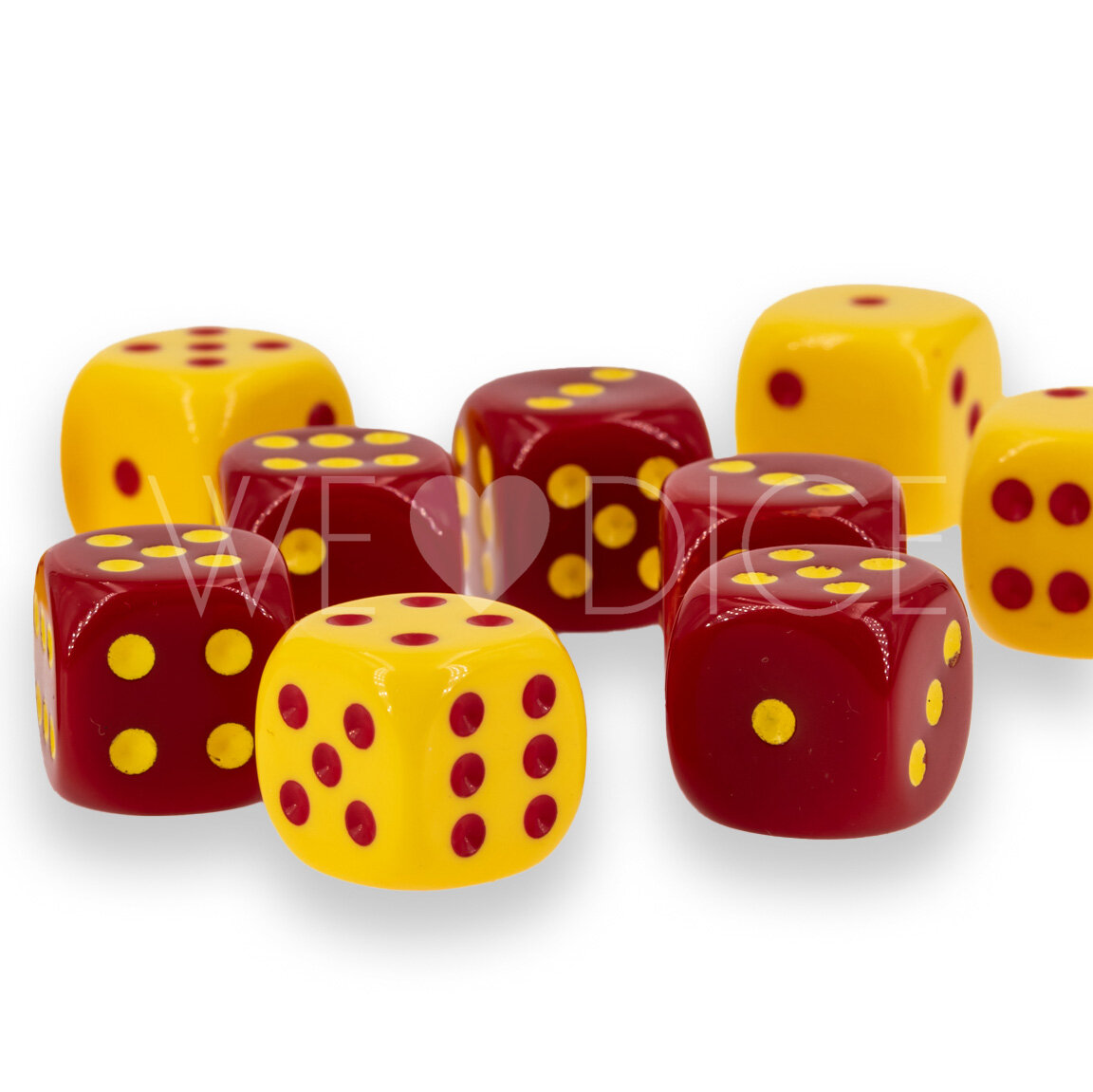 16mm Dice in red and yellow