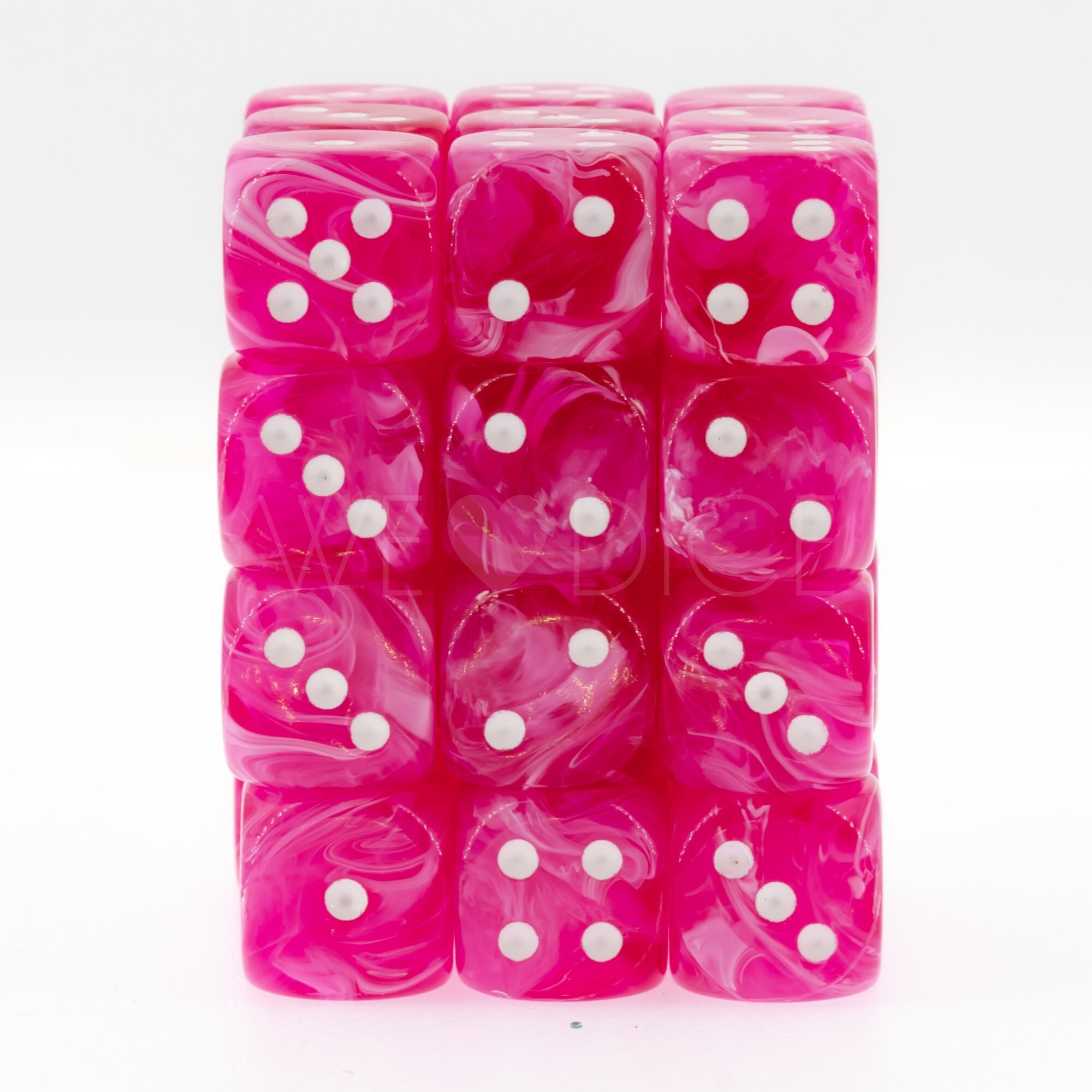 Marbled berry pink / white 12mm D6 Dice Set  (36Pcs)
