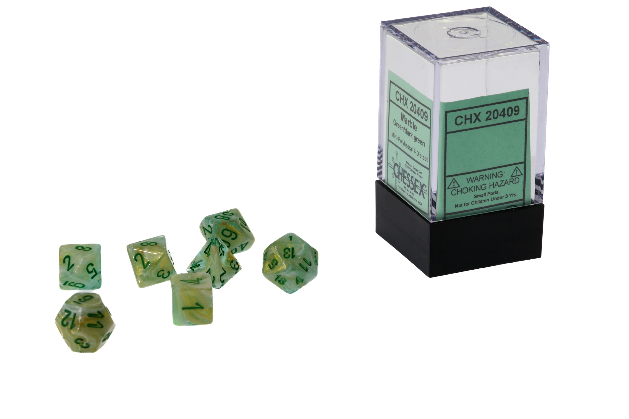 Borealis Mini-hedral Polyhedral Light Green / gold   7-DieSet