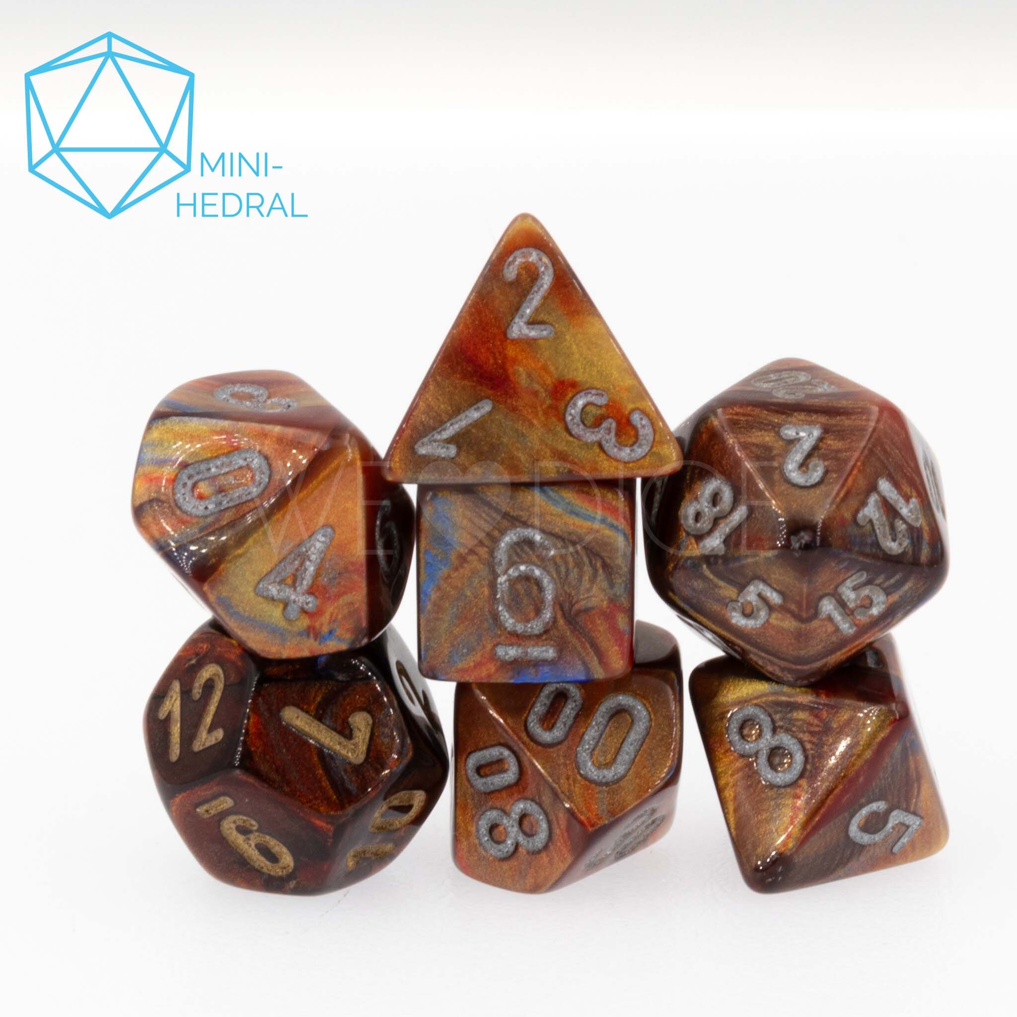 Mini-hedral Lustrous  Polyhedral Gold / silber 7-Würfel Set