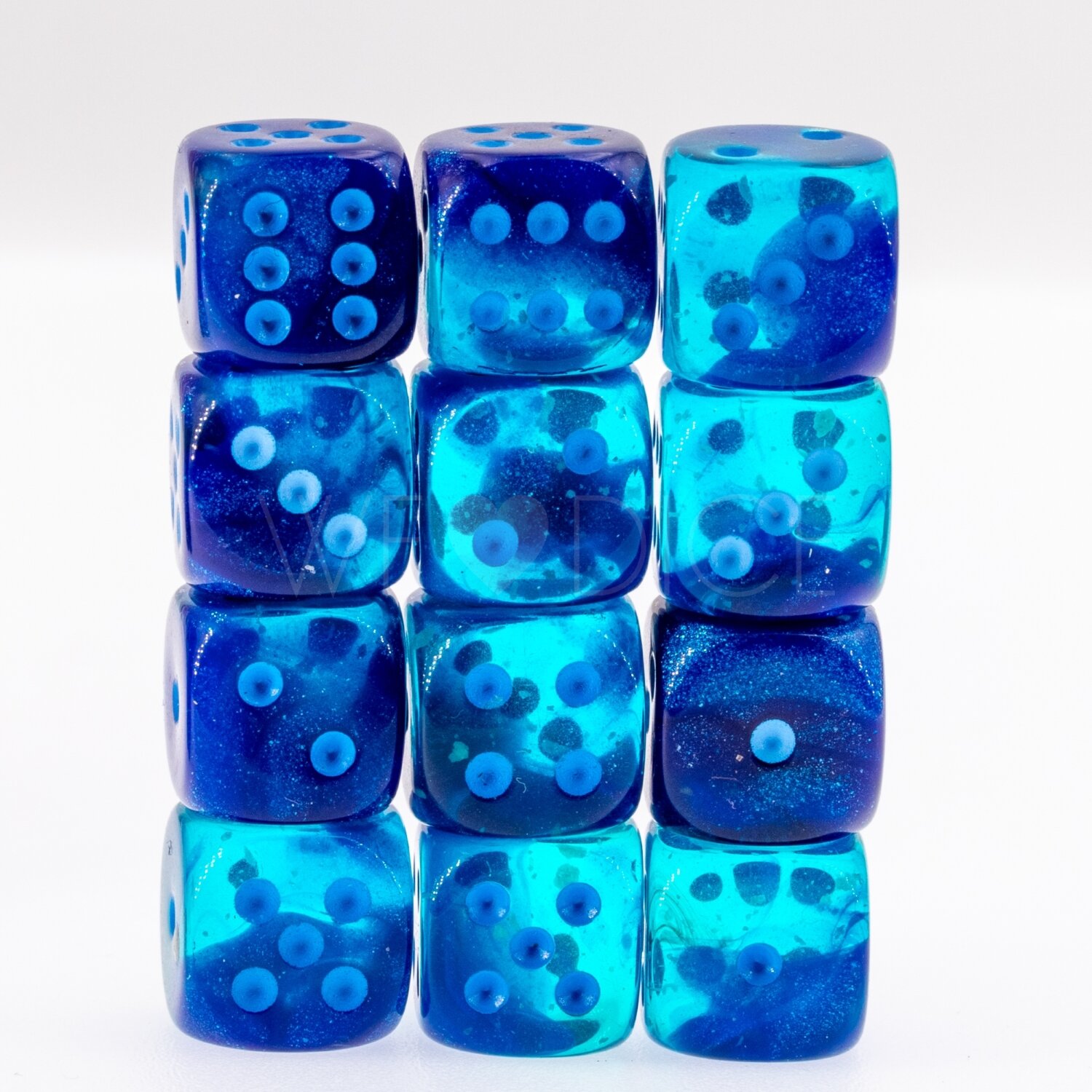 Gemini® Blau-Blau / hellblau 12mm W6 Würfel Set (36 Würfel)
