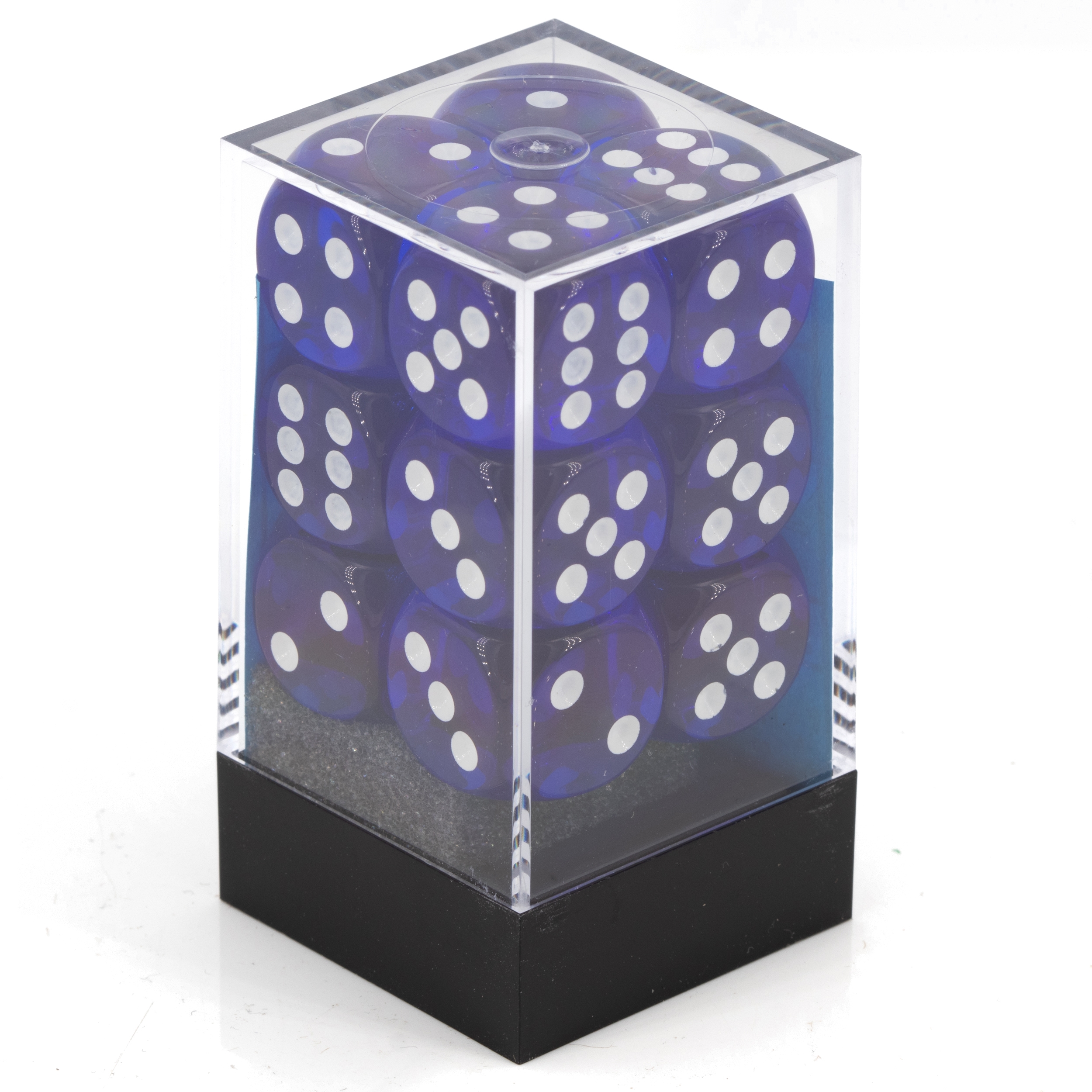 Transparent Blau / weiß 16mm W6 Würfel Set (12 Würfel)
