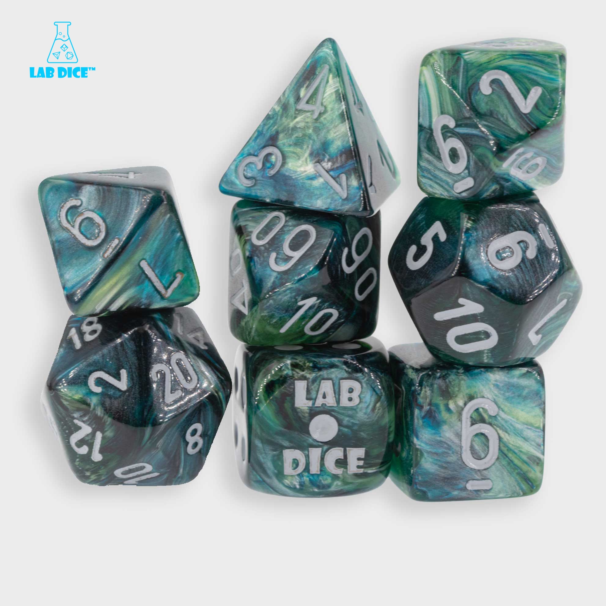 LabDice Lustrous  Neptune™ / grey  Set 8 Stück