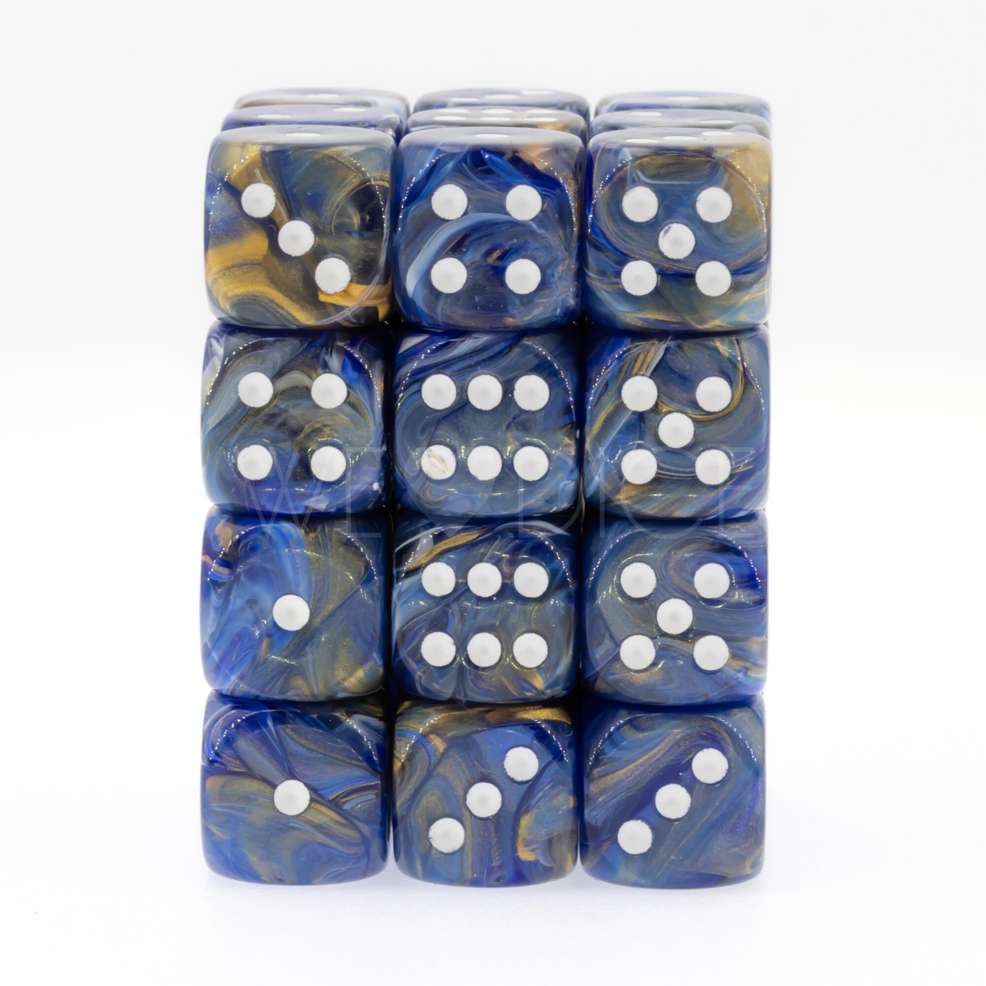 Aurelia blue / white 12mm D6 Dice Set  (36Pcs)