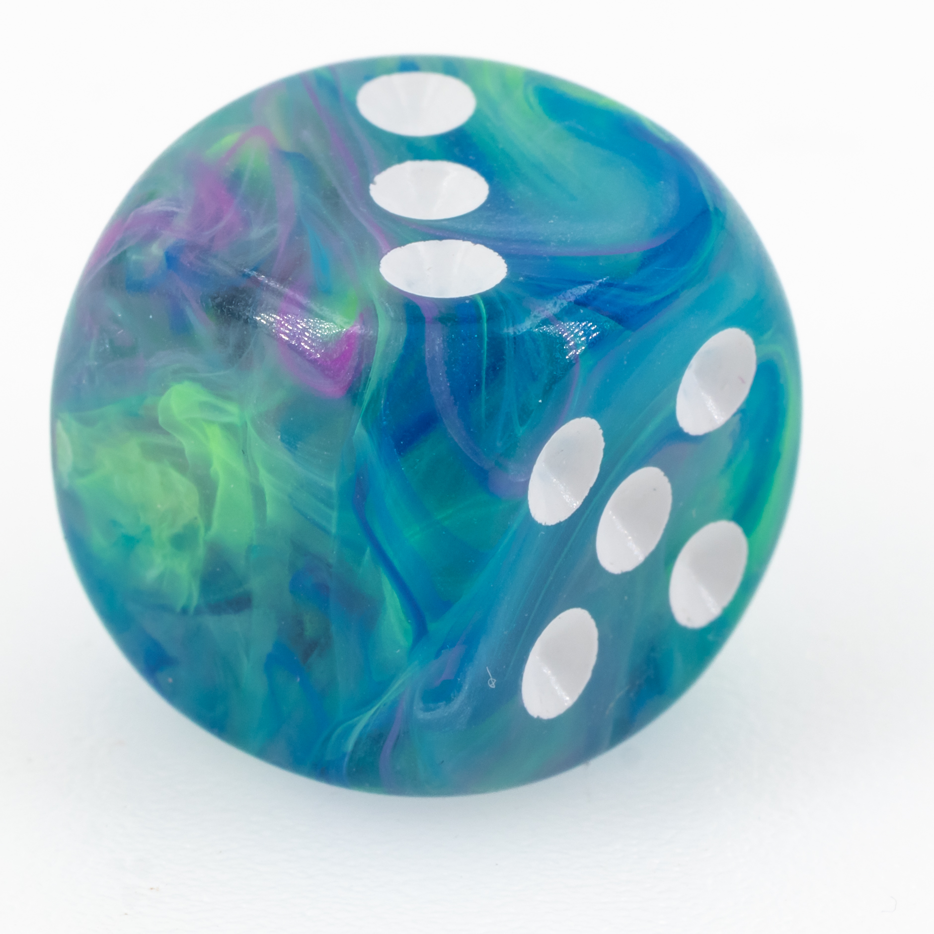 16mm Dice in Waterlily / white  Festive® no "6"