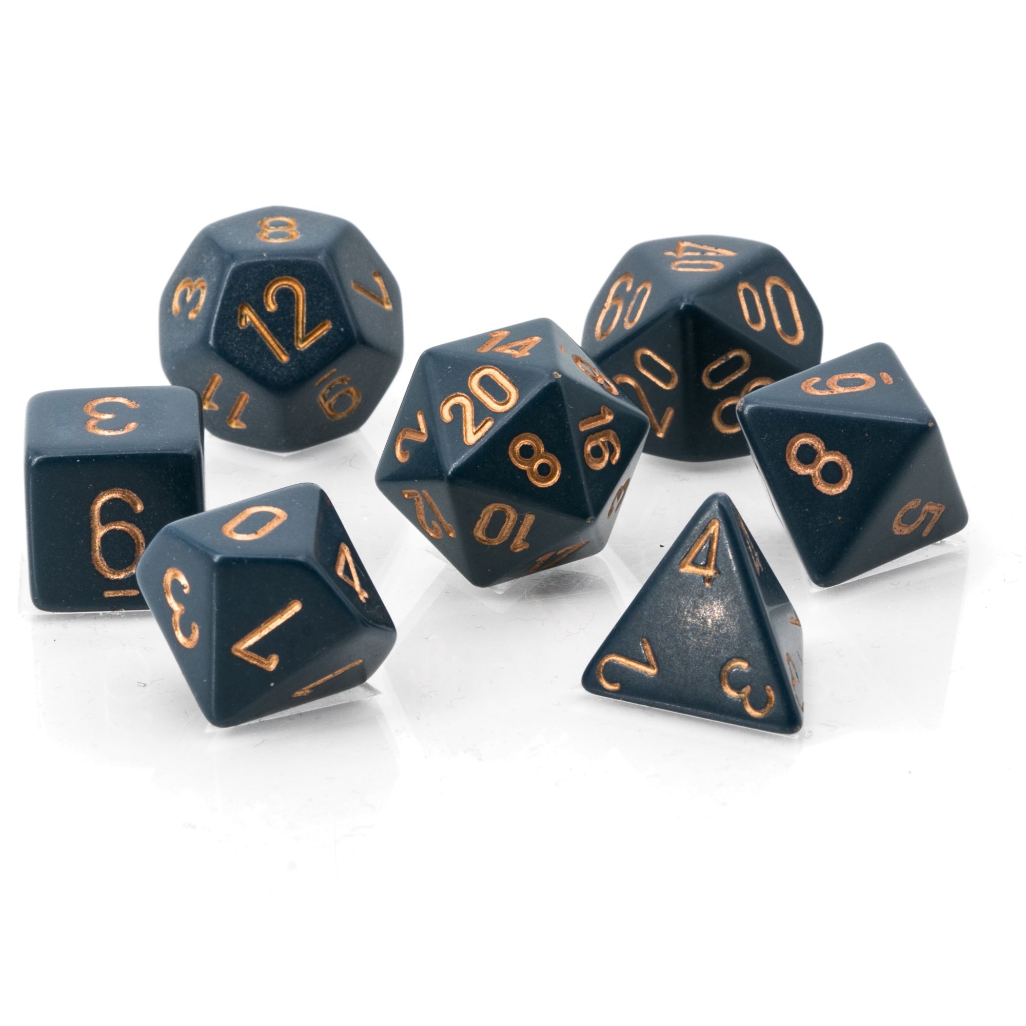 Satt Polyhedral puder blau / kupfer 7-Würfel Set