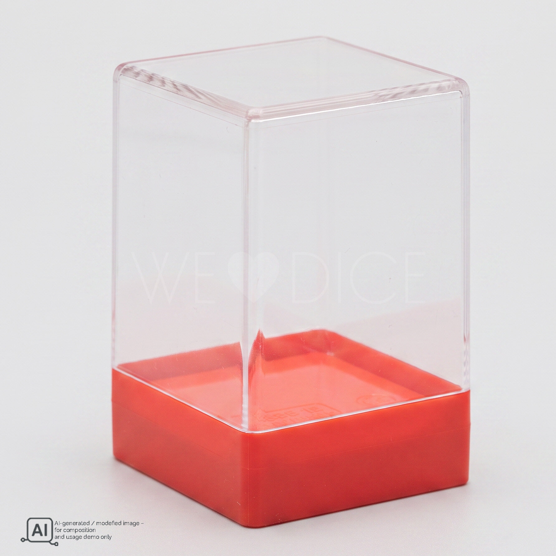 Würfelbox Transparent mit Boden in rot