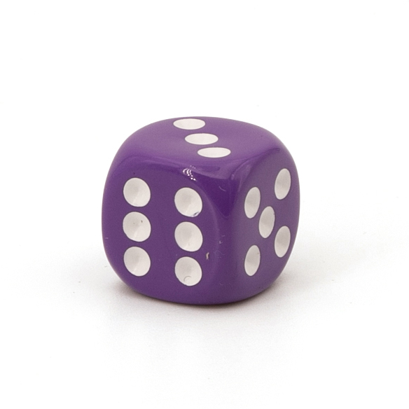 14mm  D6 Dice in purple / white