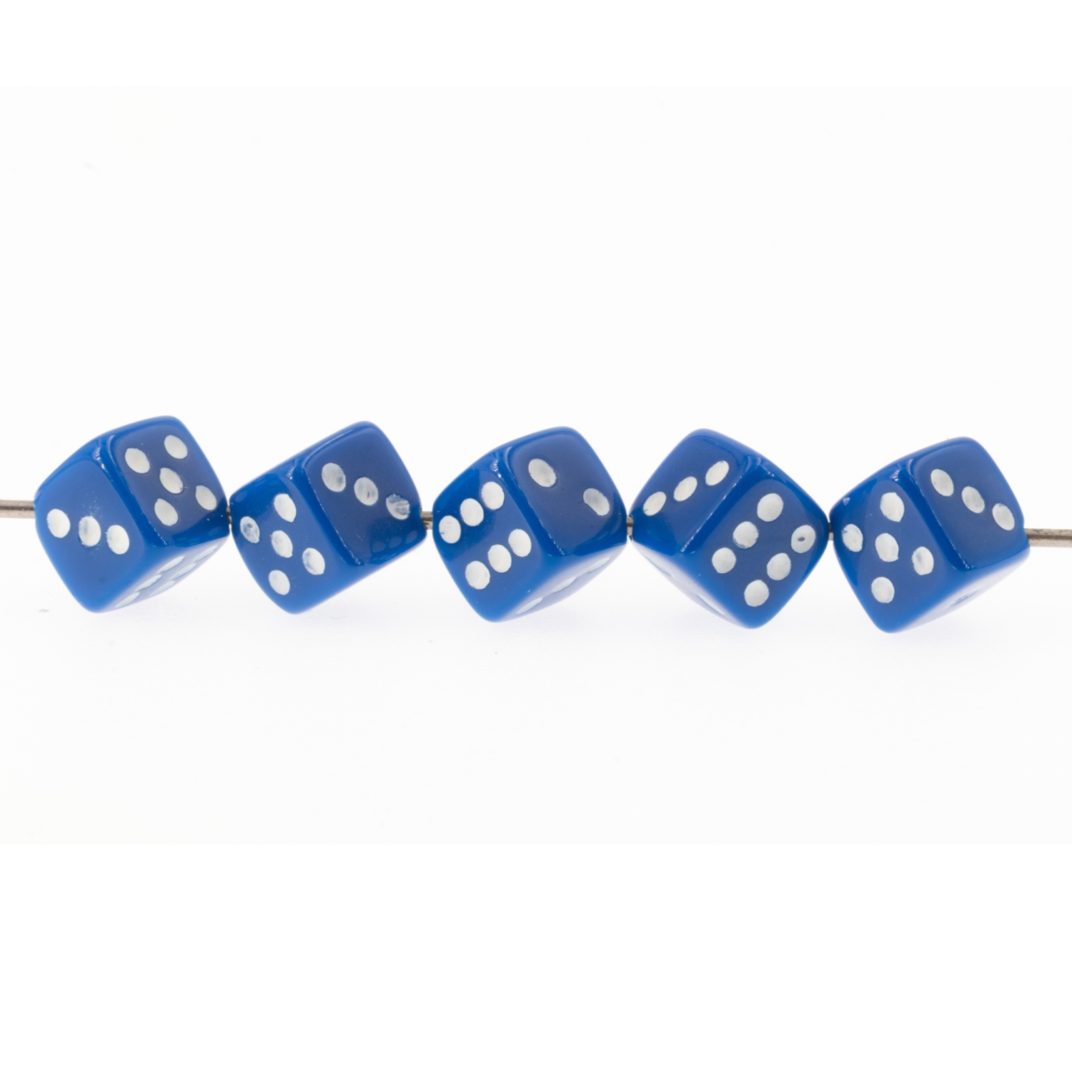  5mm Dice bead - dark blue / white Opaque, in