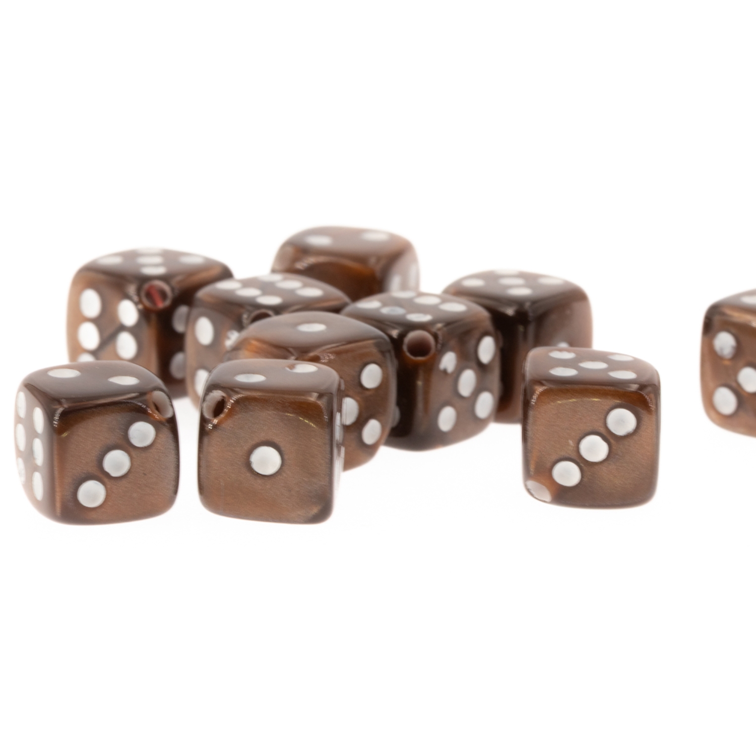  5mm Dice bead - brown / white Silk, in