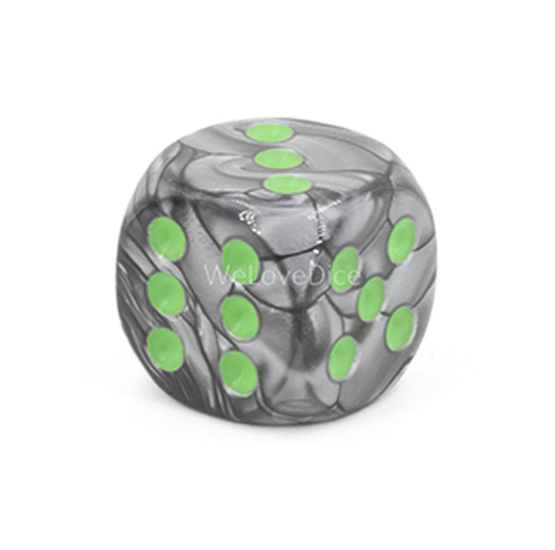 16mm  D6 Dice in grey / green
