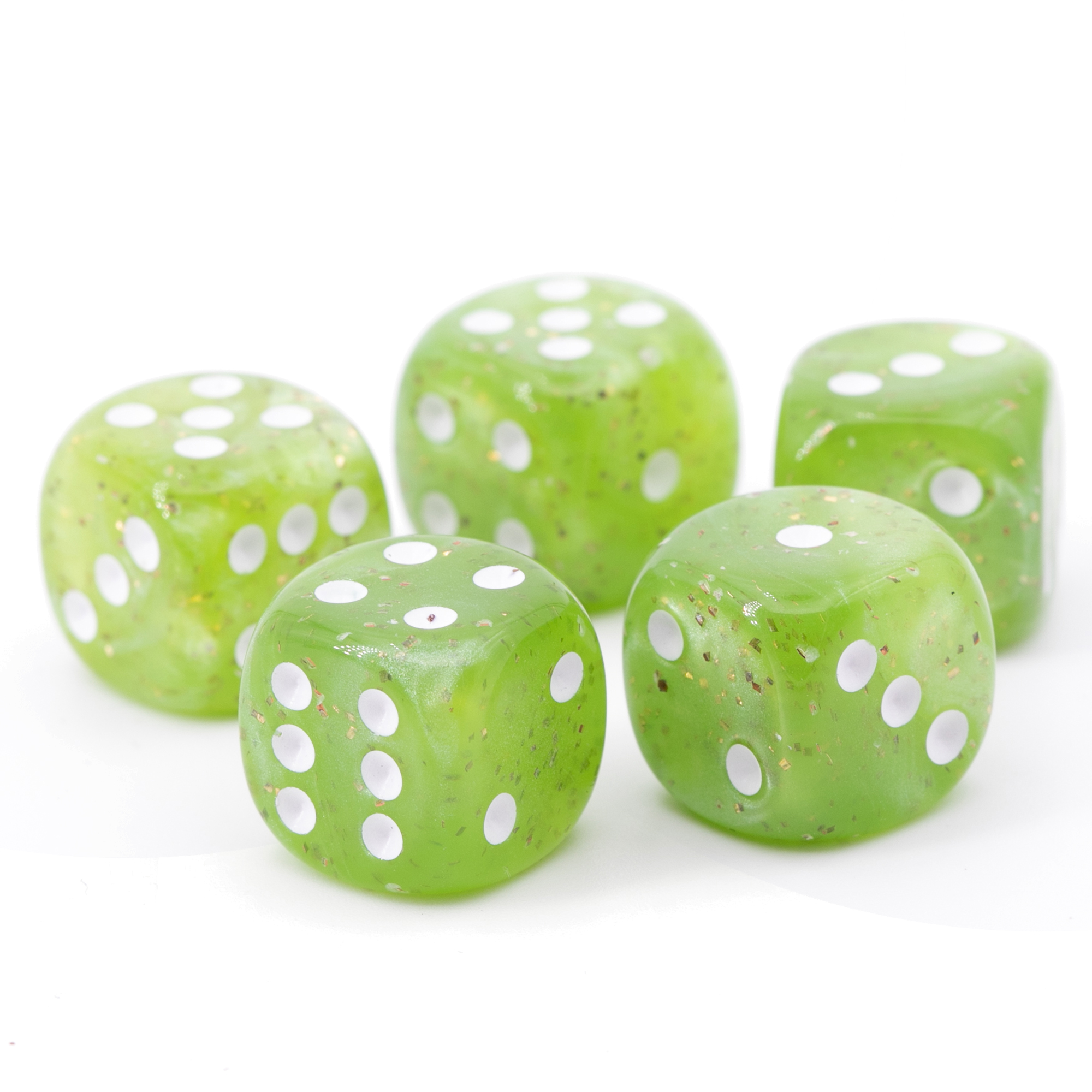 22mm W6 Würfel in limetten grün glitter / weiß