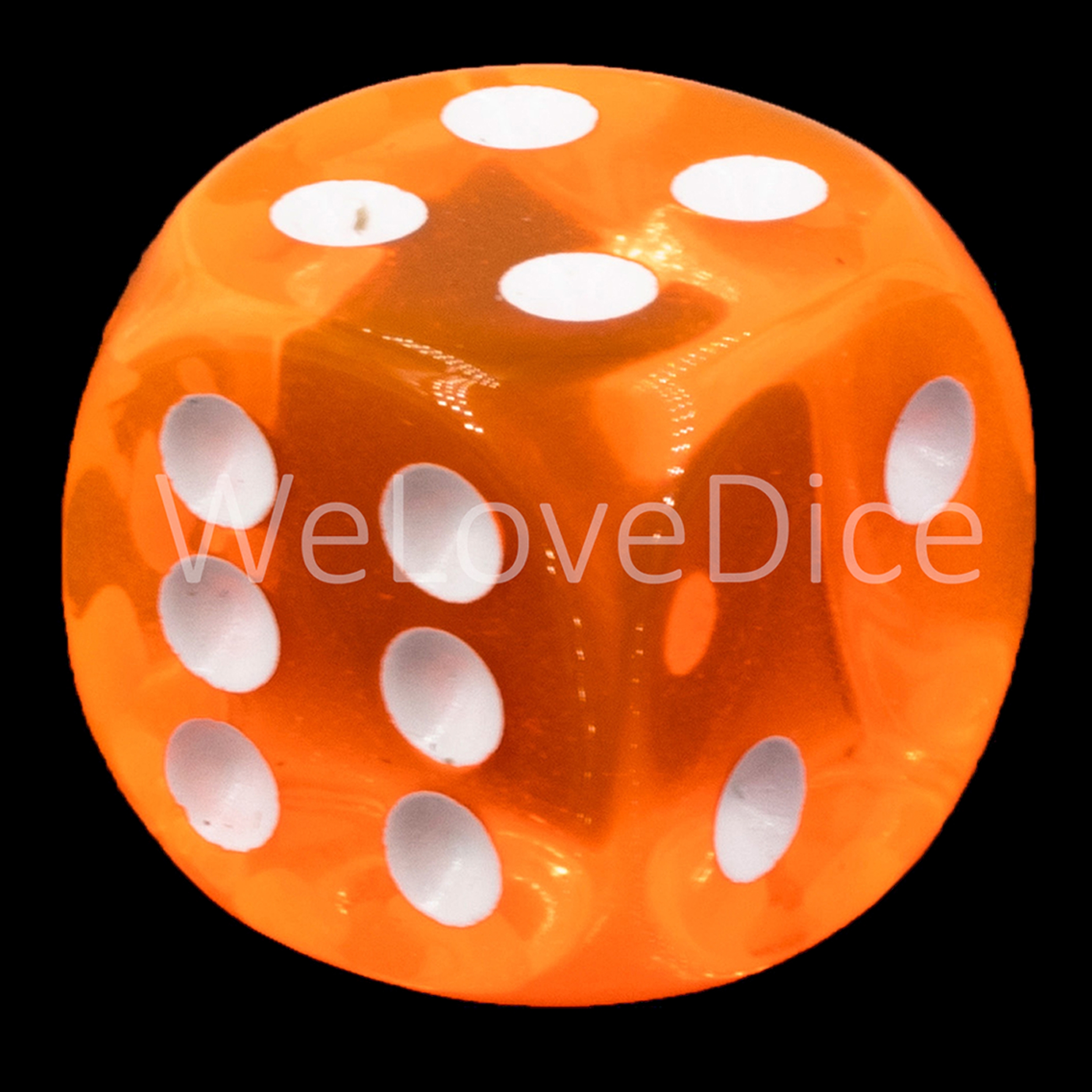 25mm W6 Würfel in neon orange / weiß