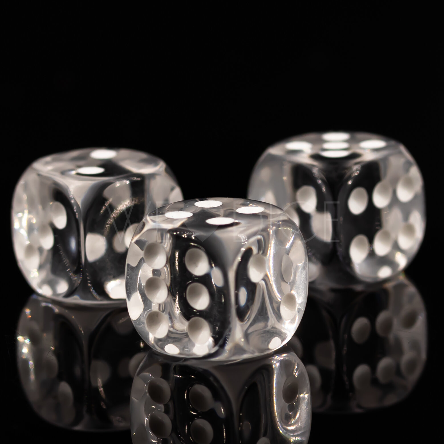 Transparent Clear / weiß 12mm W6 Würfel mit Punkten (1 Stück)