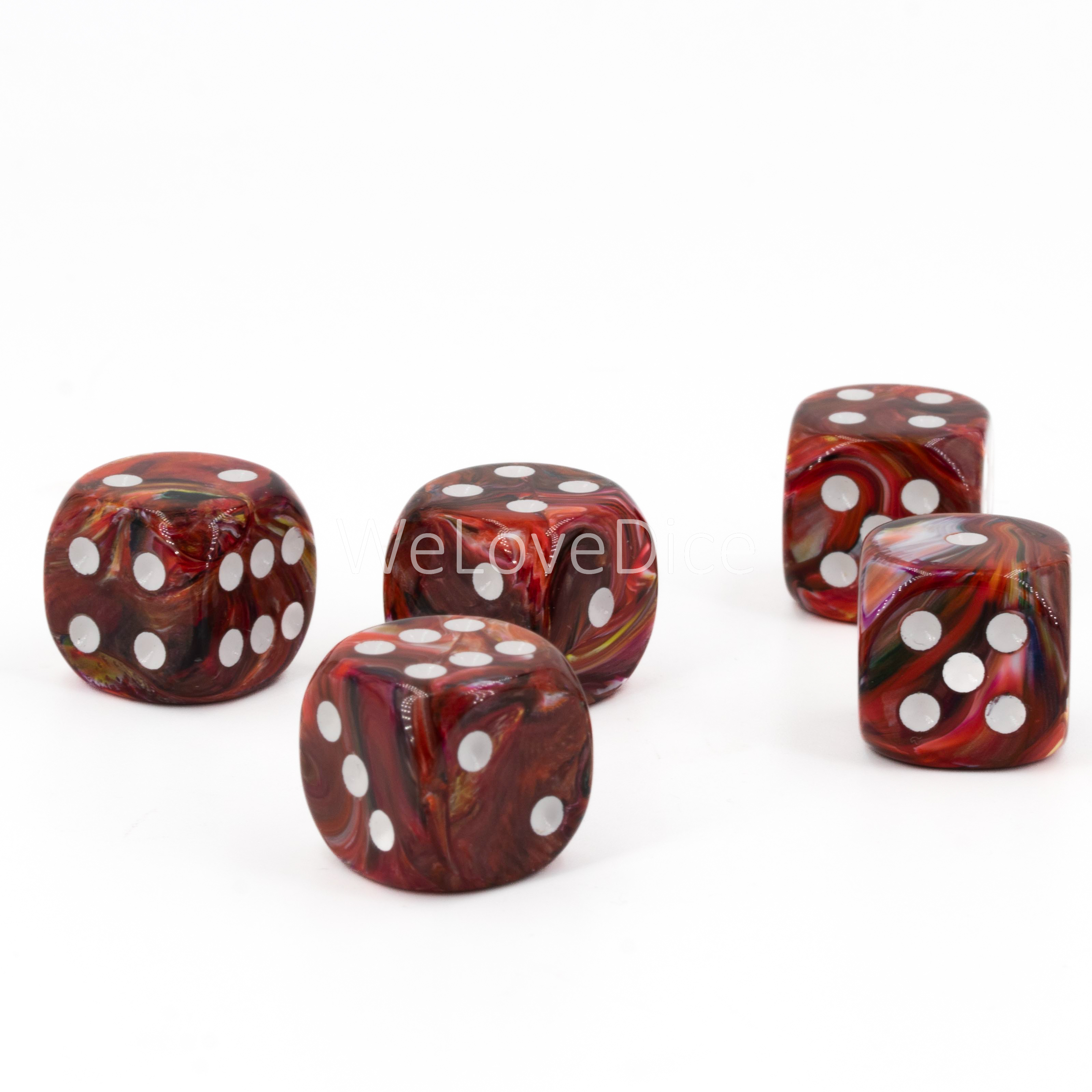 16mm W6 Würfel in karmesin-rot / weiß