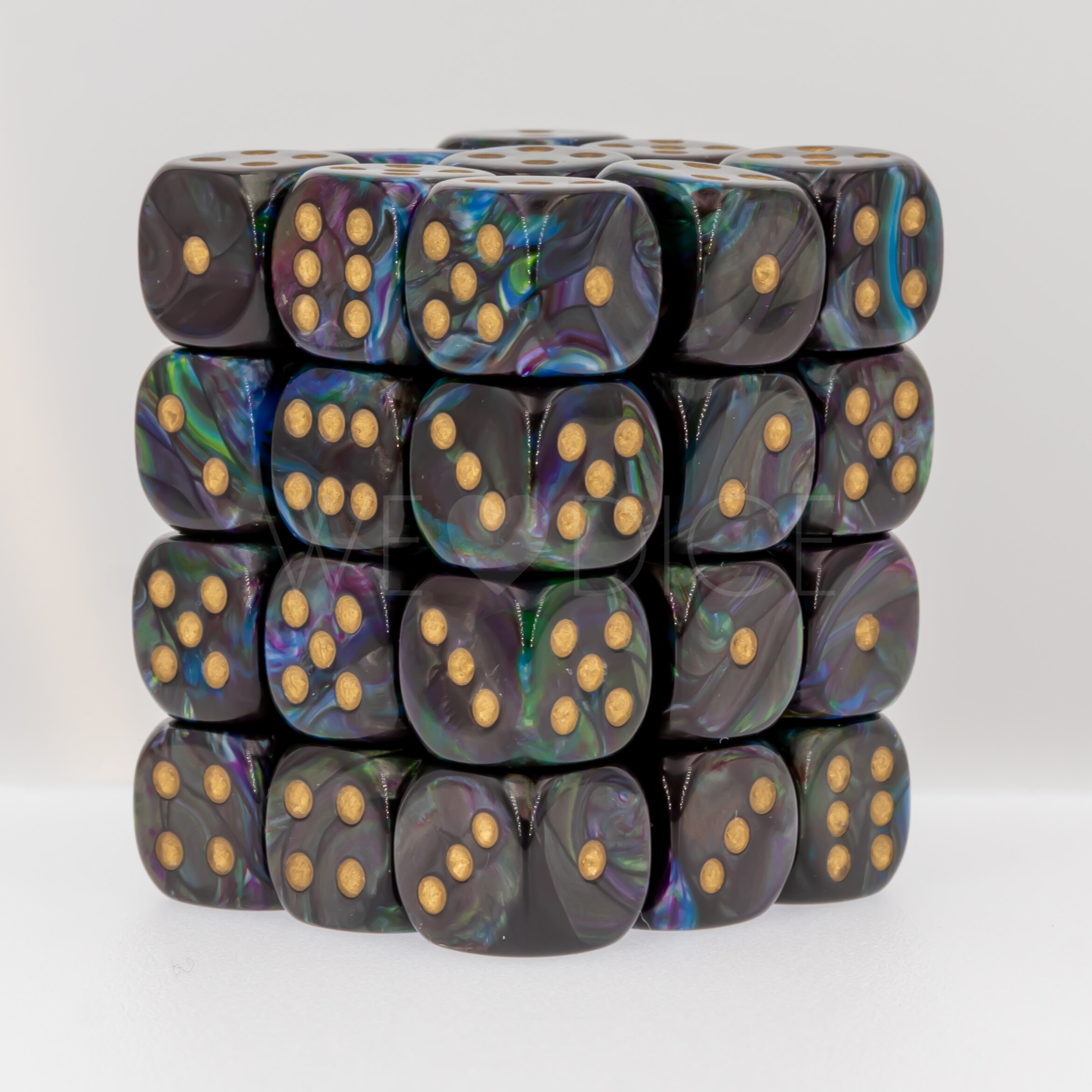 Lustrous  Shadow / Gold 12mm W6 Würfel Set (36 Würfel)