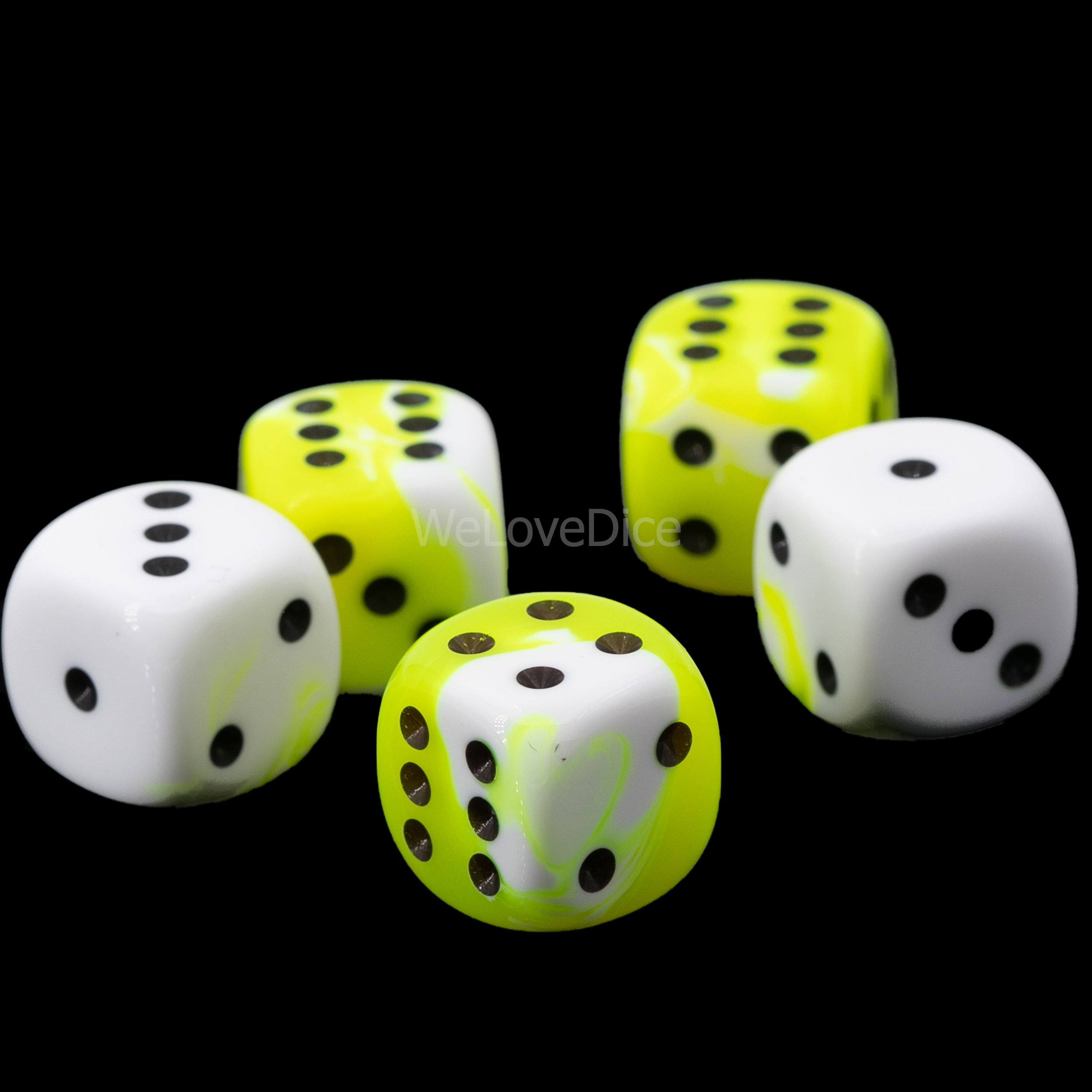 16mm  D6 Dice in neon yellow / black
