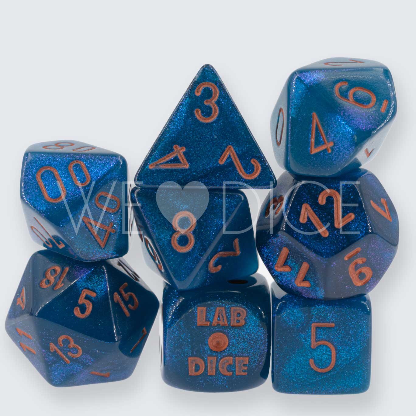 PRE ORDER LabDice Borealis® Midnight™/copper  Set 8 Stück