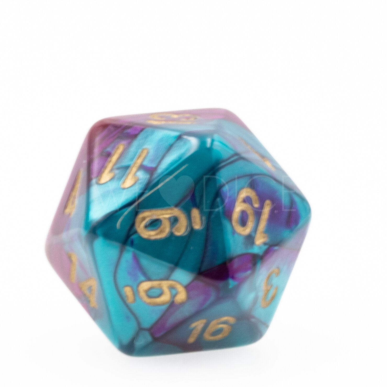 Gemini® Purple-Teal / gold  D20 