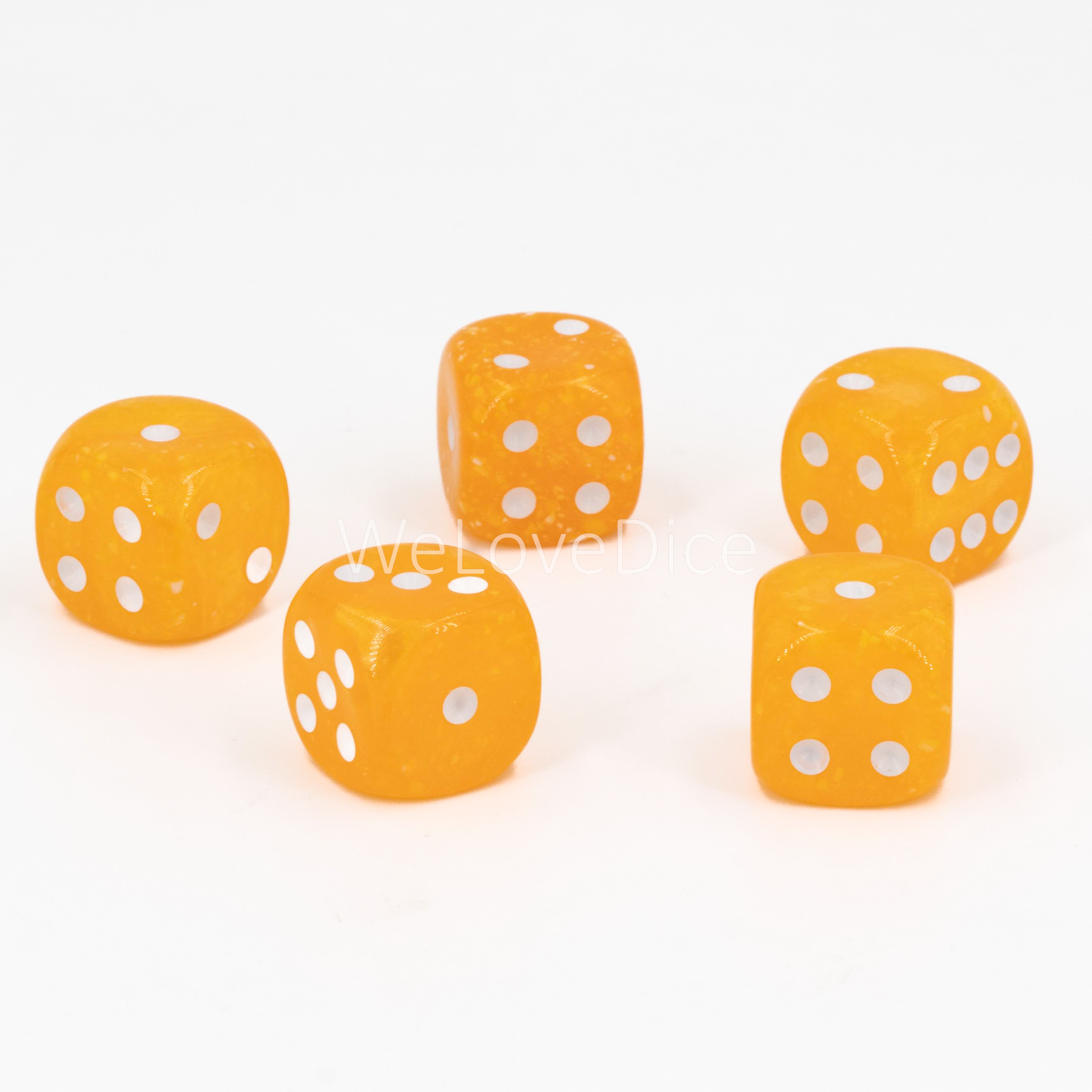16mm  D6 Dice in deep safron orange / white