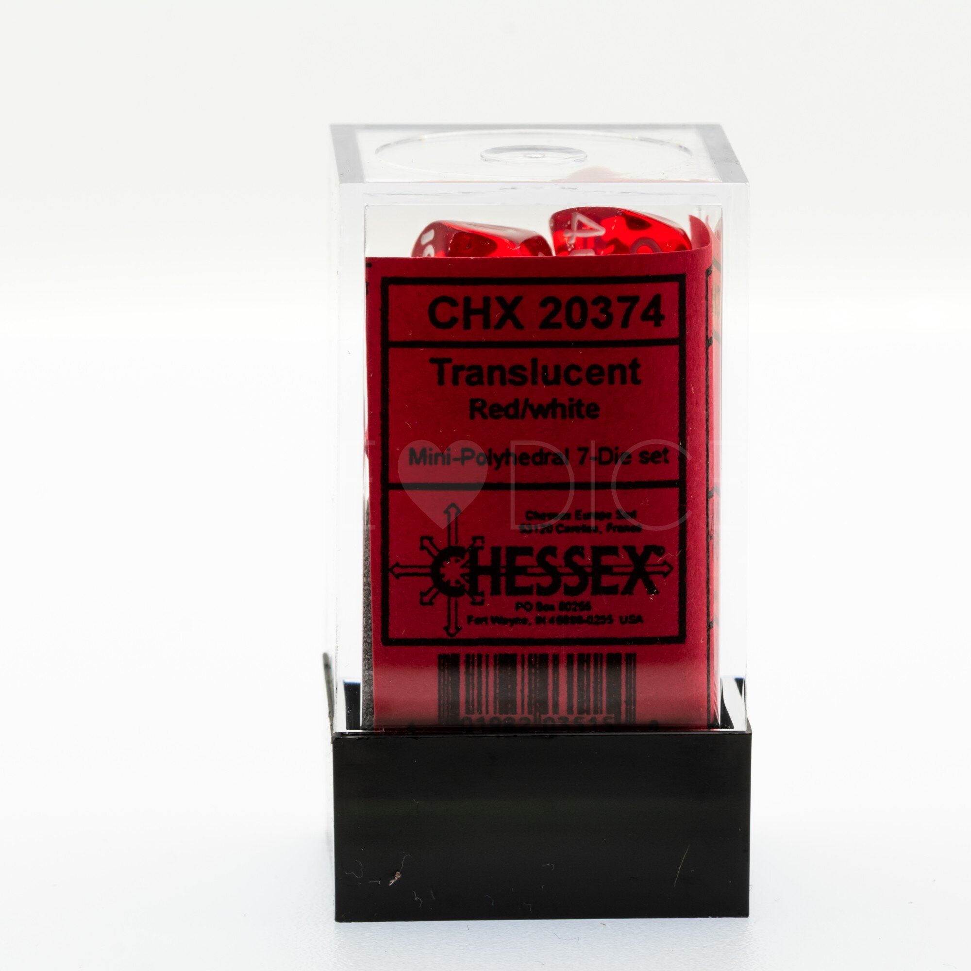 Mini-hedral Transparent Polyhedral Rot / weiß 7-Würfel Set