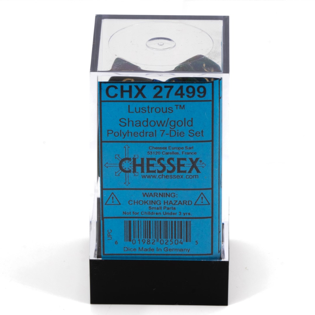 Lustrous  Polyhedral Shadow / Gold 7-Würfel Set