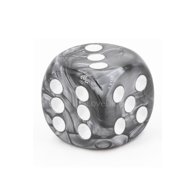 16mm  D6 Dice in silver grey / white