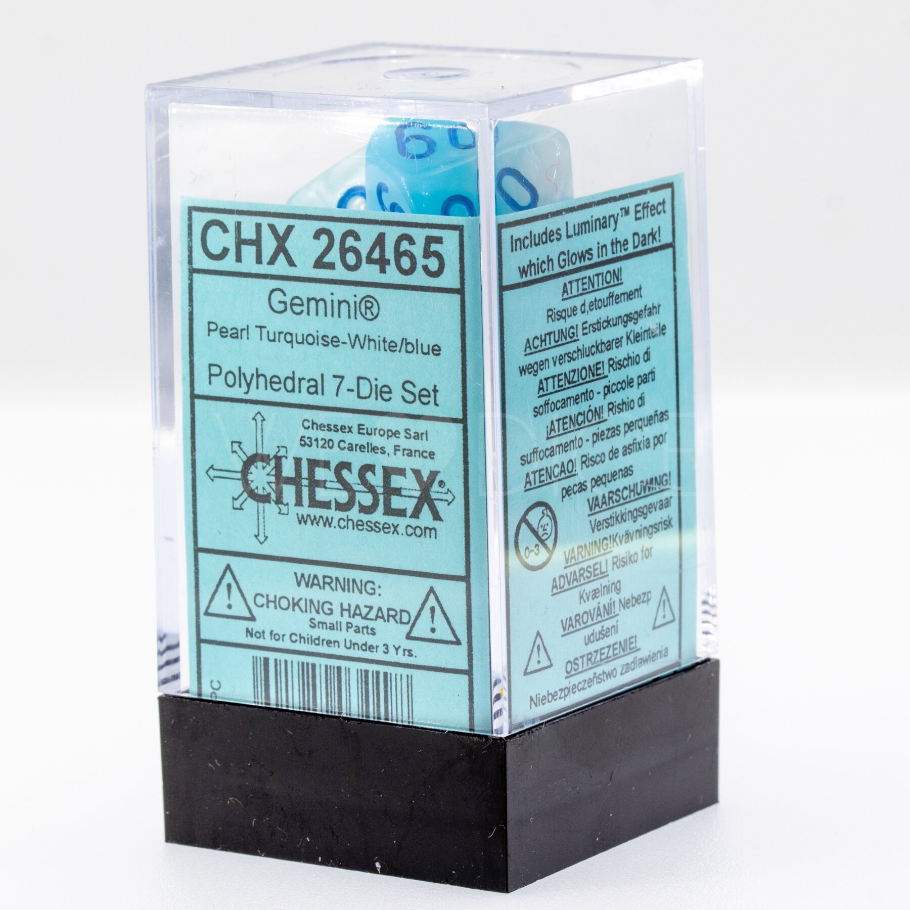 Gemini® Polyhedral Perltürkis-weiß / blau 7-Würfel Set