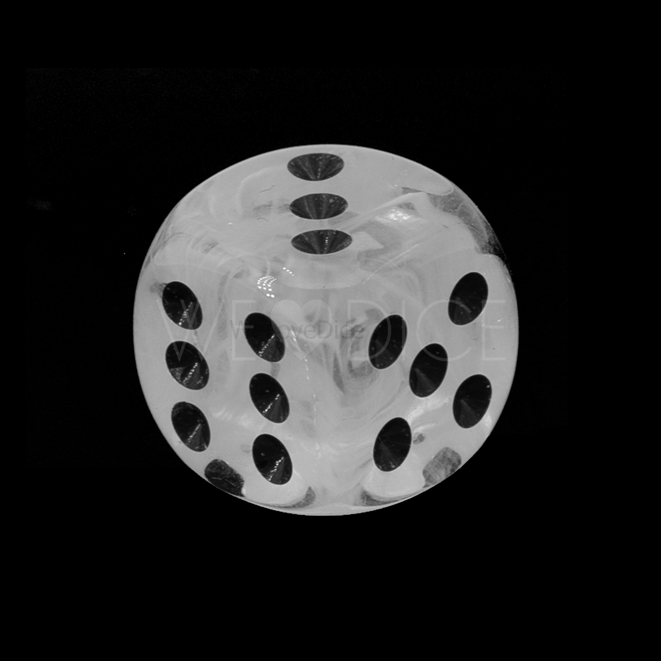 16mm W6 Würfel in nebel weiß / schwarz