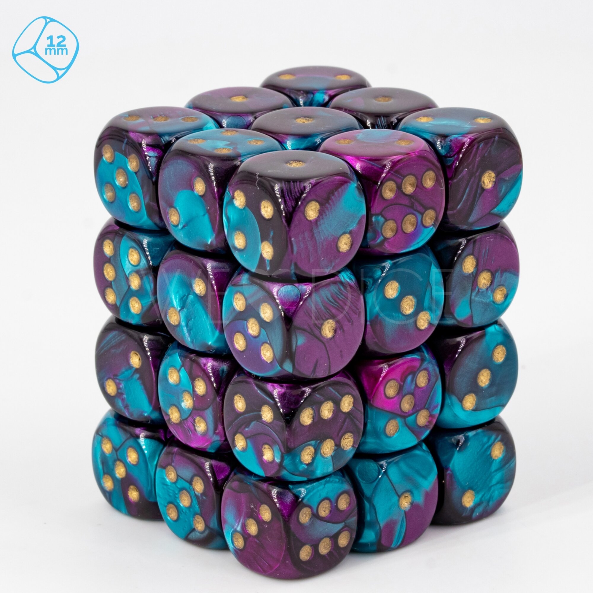 Gemini® 2ton Lila-Blaugrün / gold 12mm W6 Set (36 Stück)