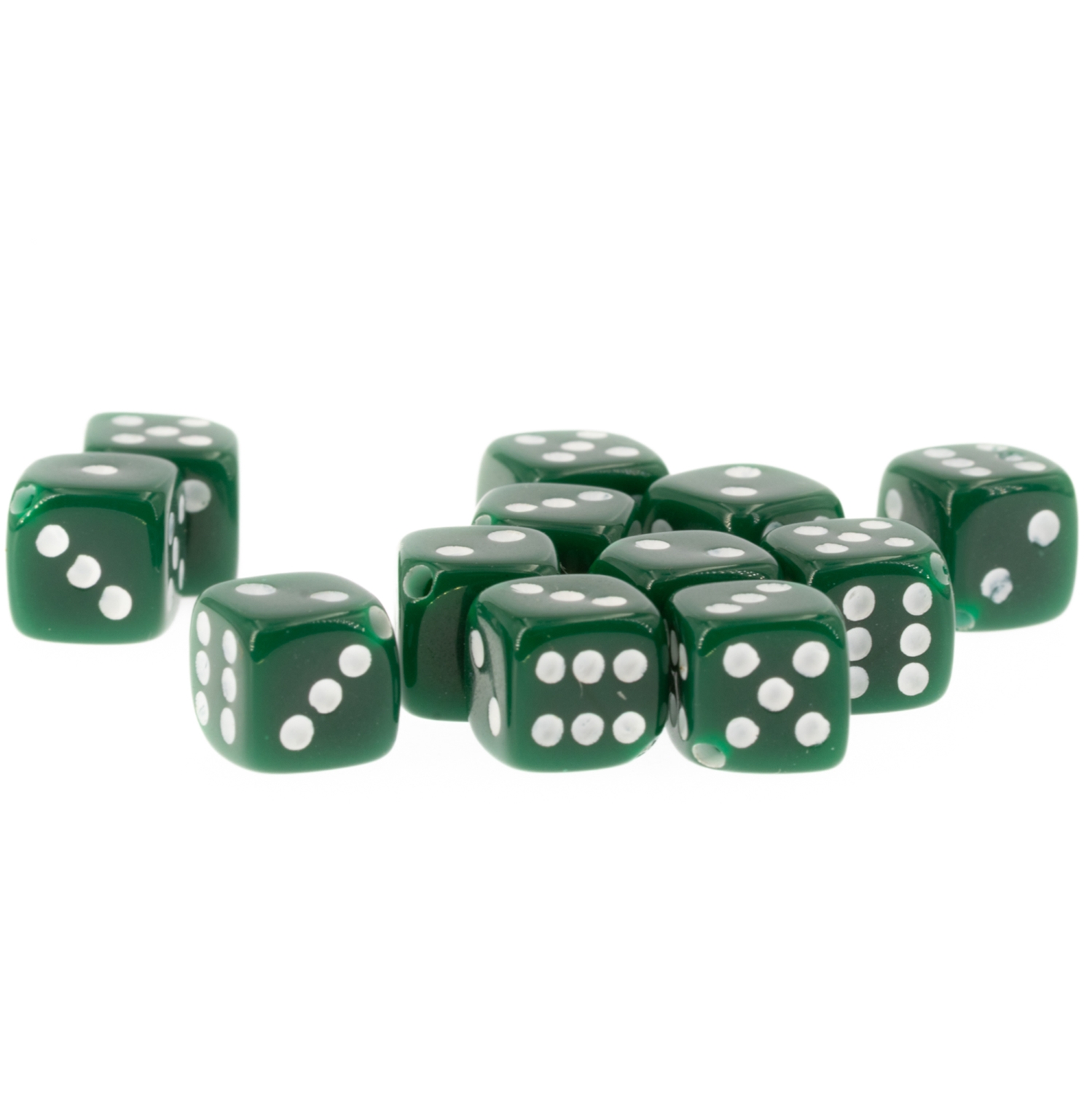  8mm Dice bead - dark green / white Opaque, in