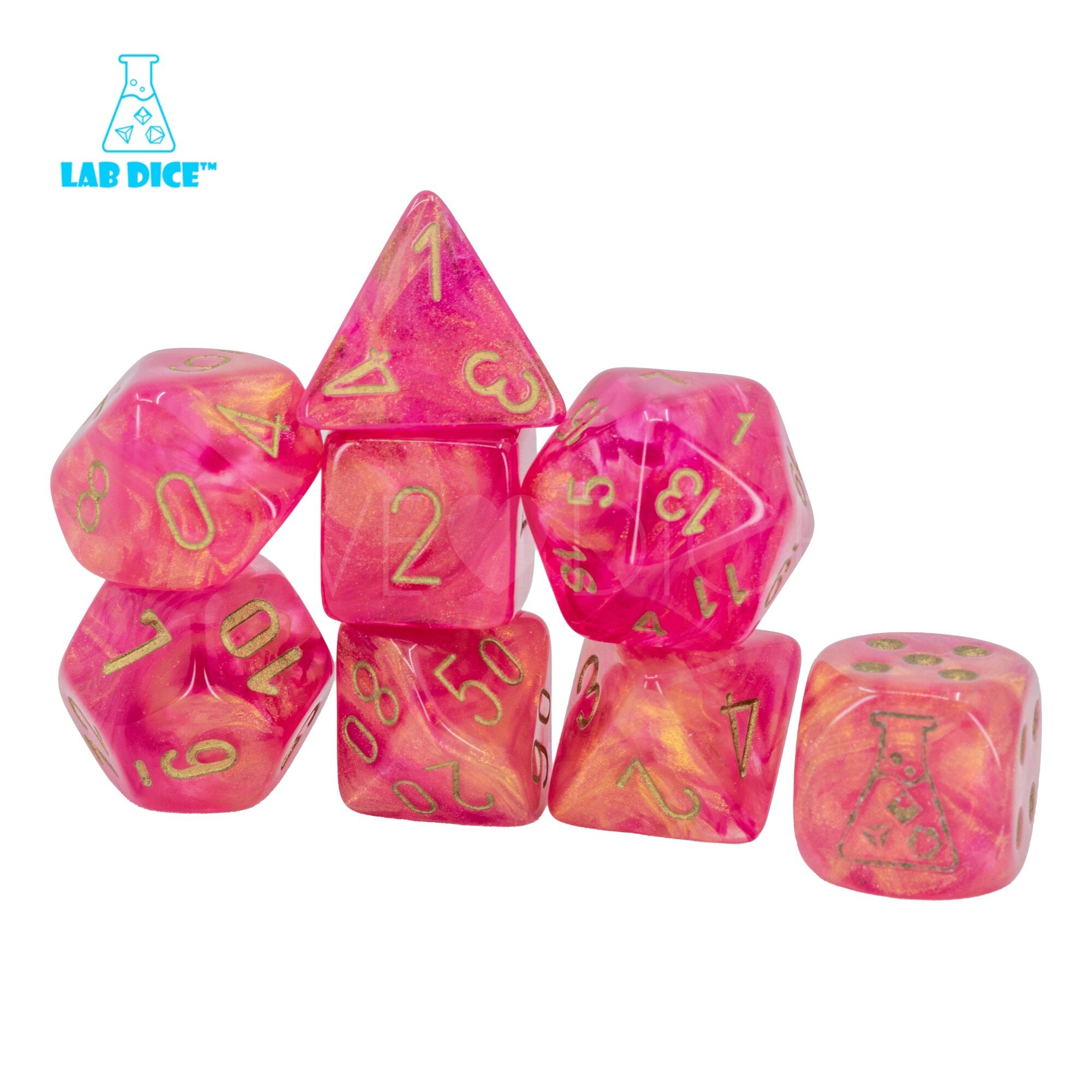 LabDice Shimmer™ Ignis / gold  Set 8 Stück