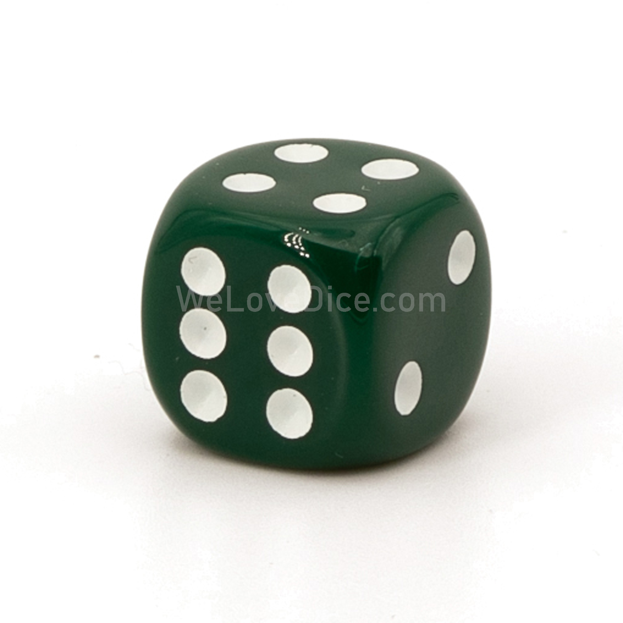 16mm  D6 Dice in dark green / white