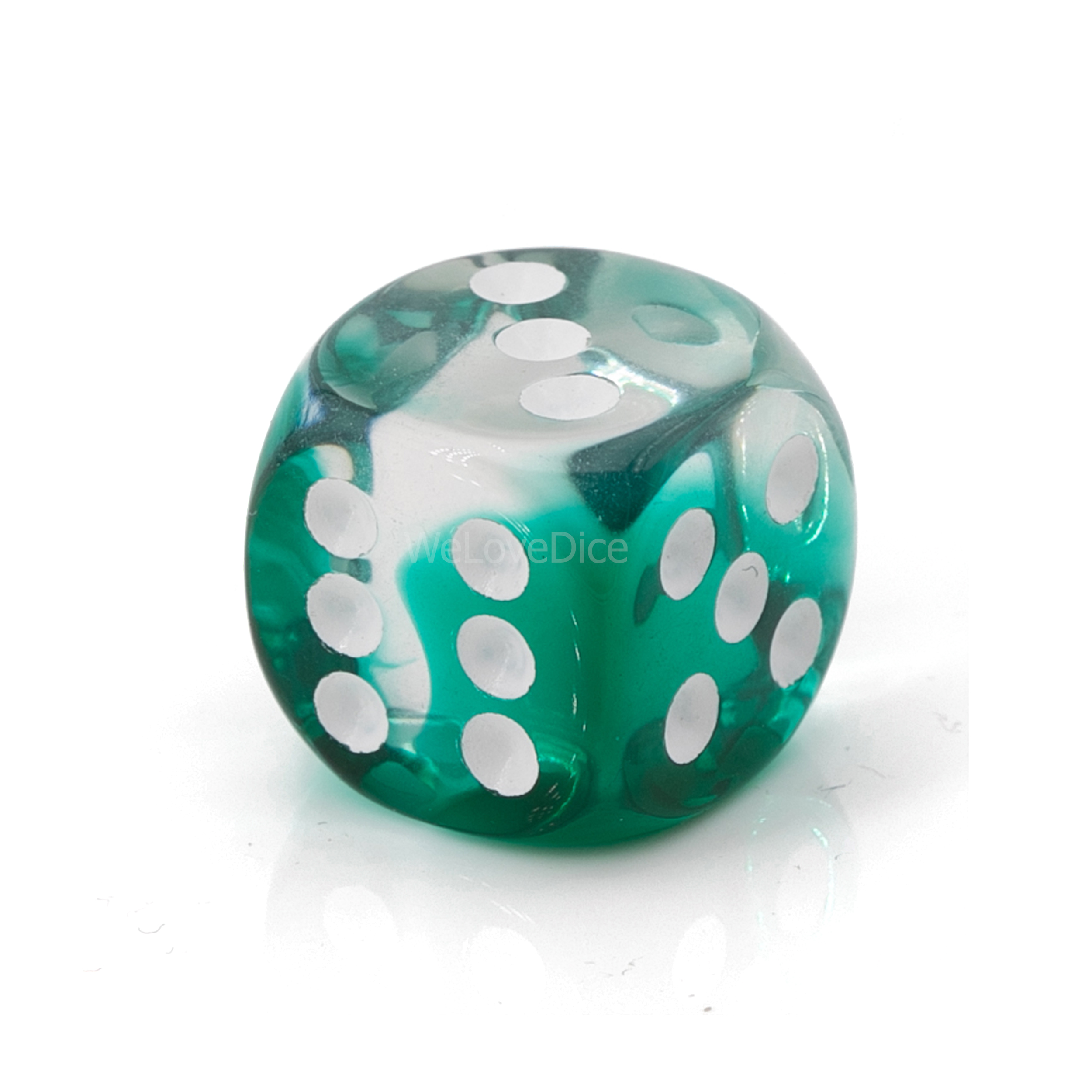16mm  D6 Dice in translucent green / wite 2-way
