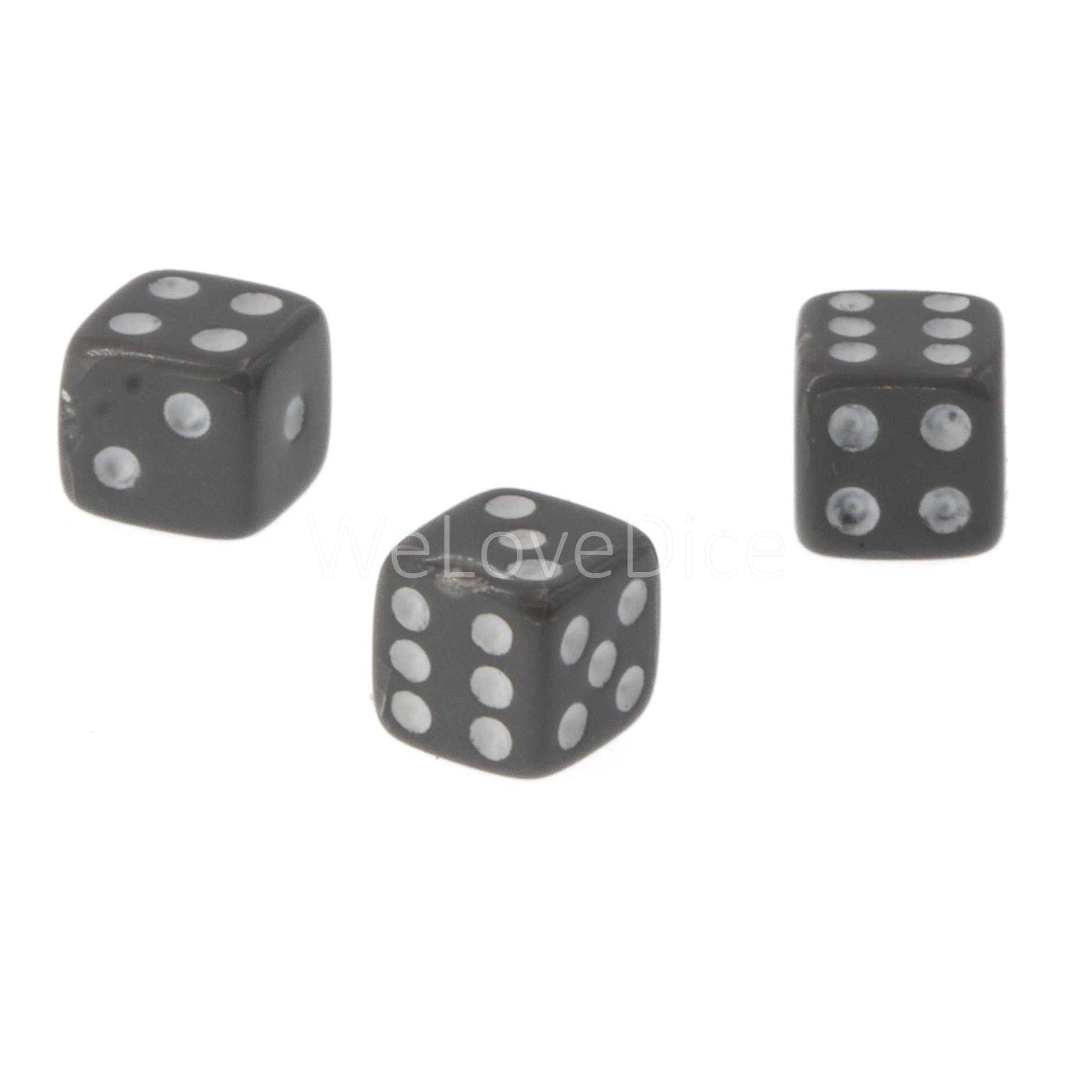 5mm  D6 Dice in grey / white Opaque