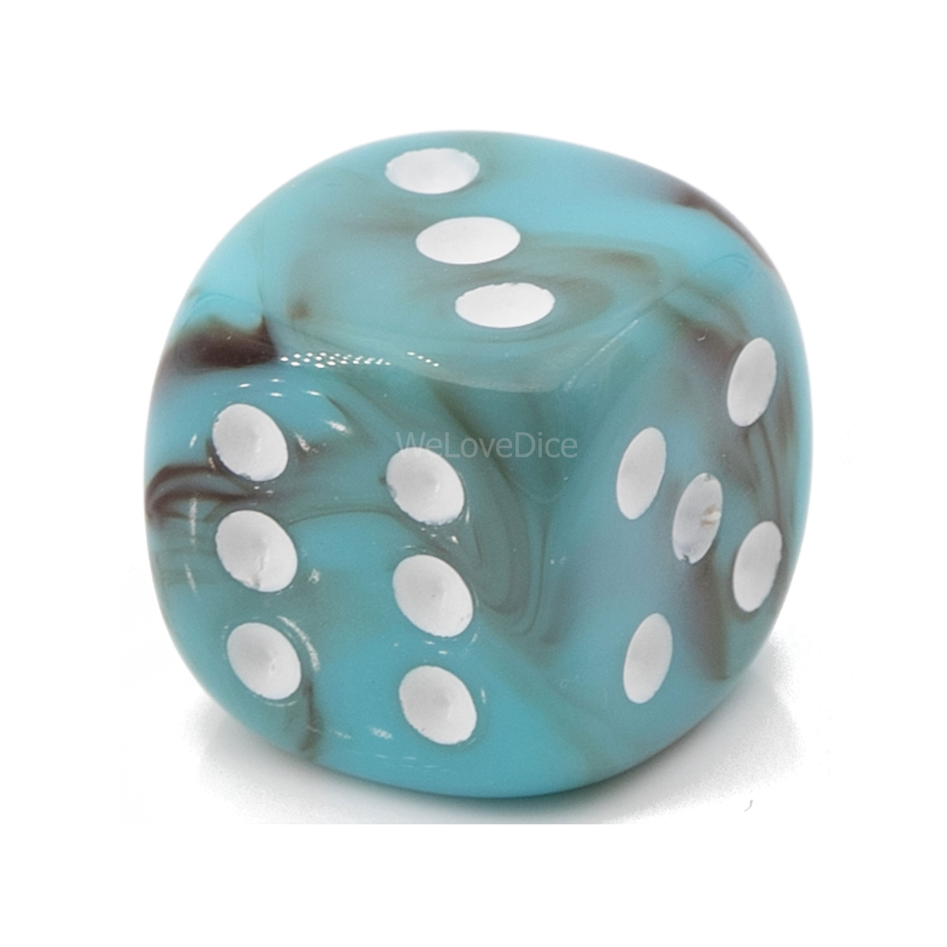20mm  D6 Dice in turqoise / white