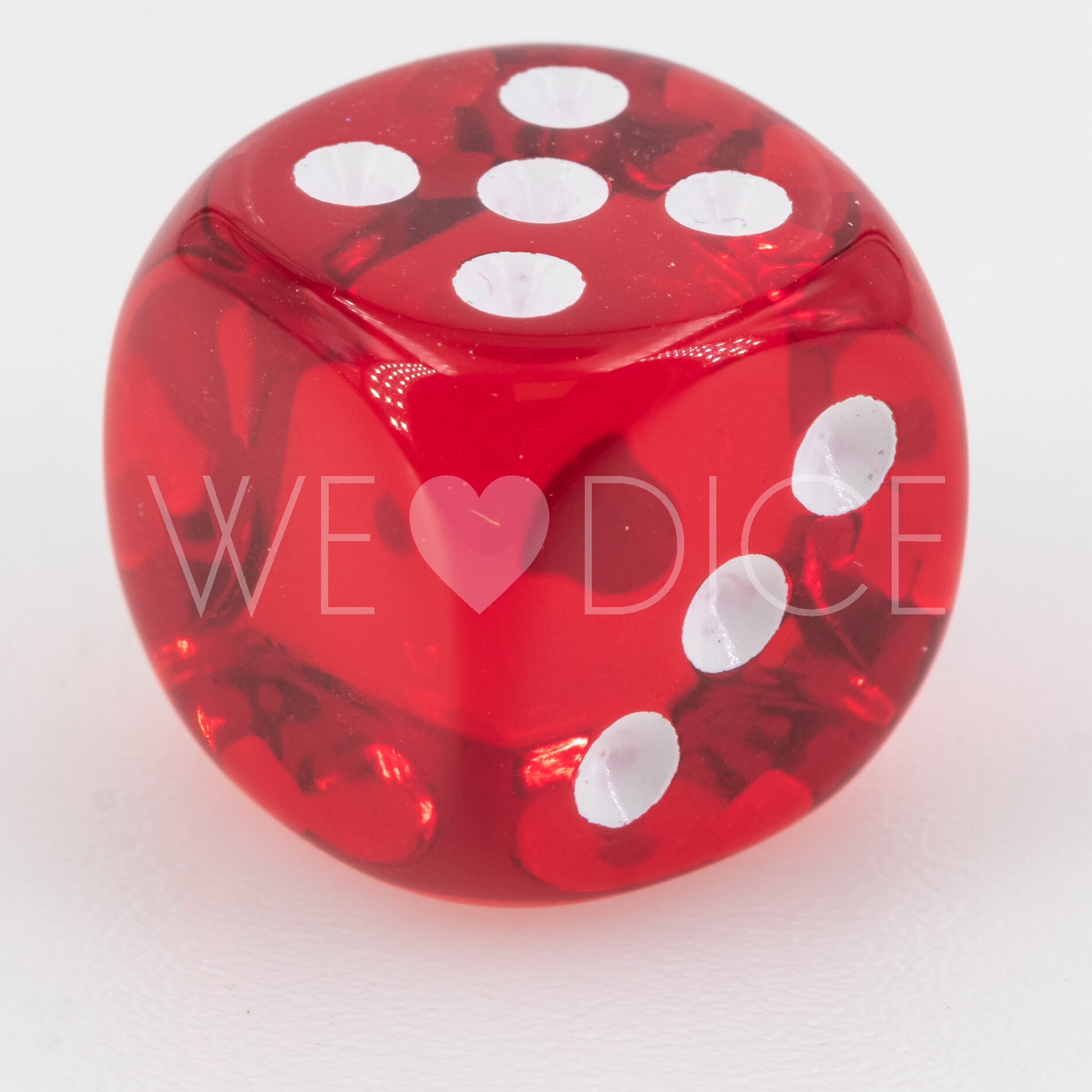 16mm Dice in red translucent / white Translucent no "6"